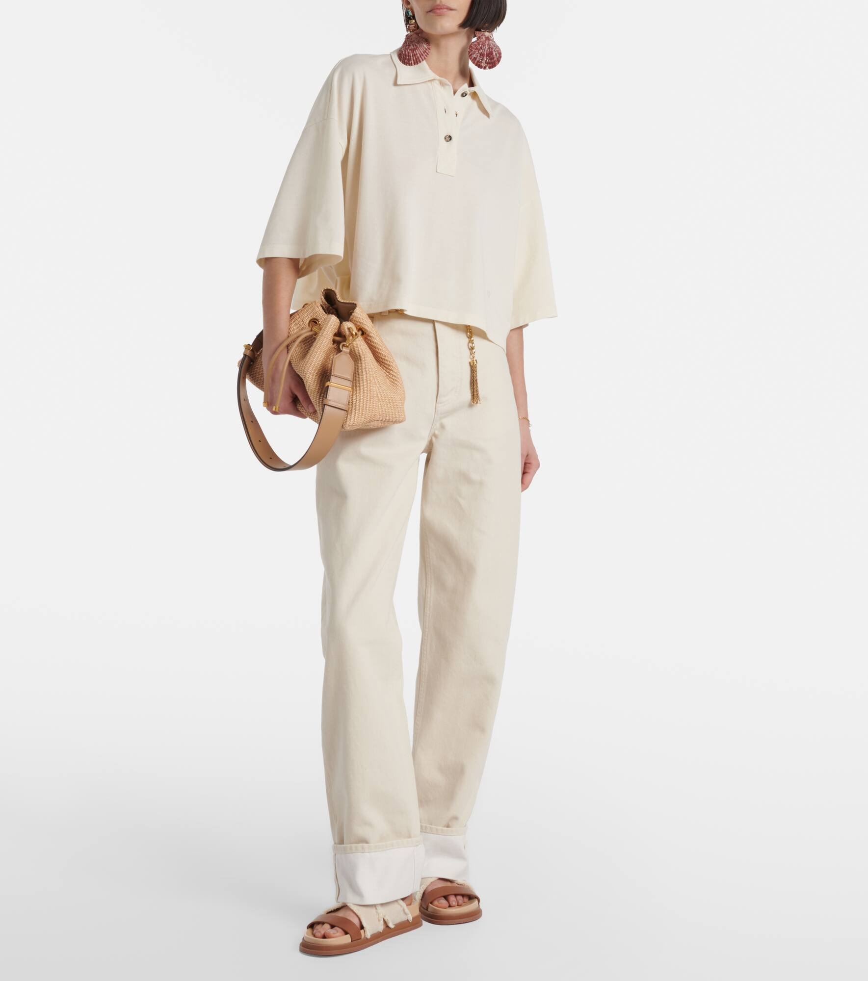 Joa embroidered canvas and leather sandals - 3