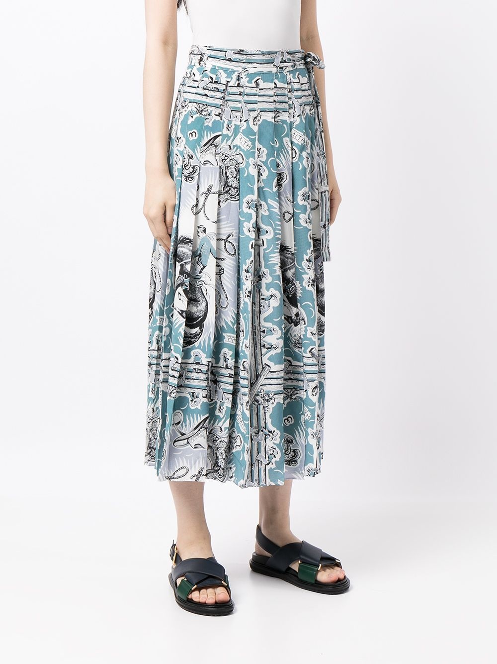 cowboy print pleated skirt - 3