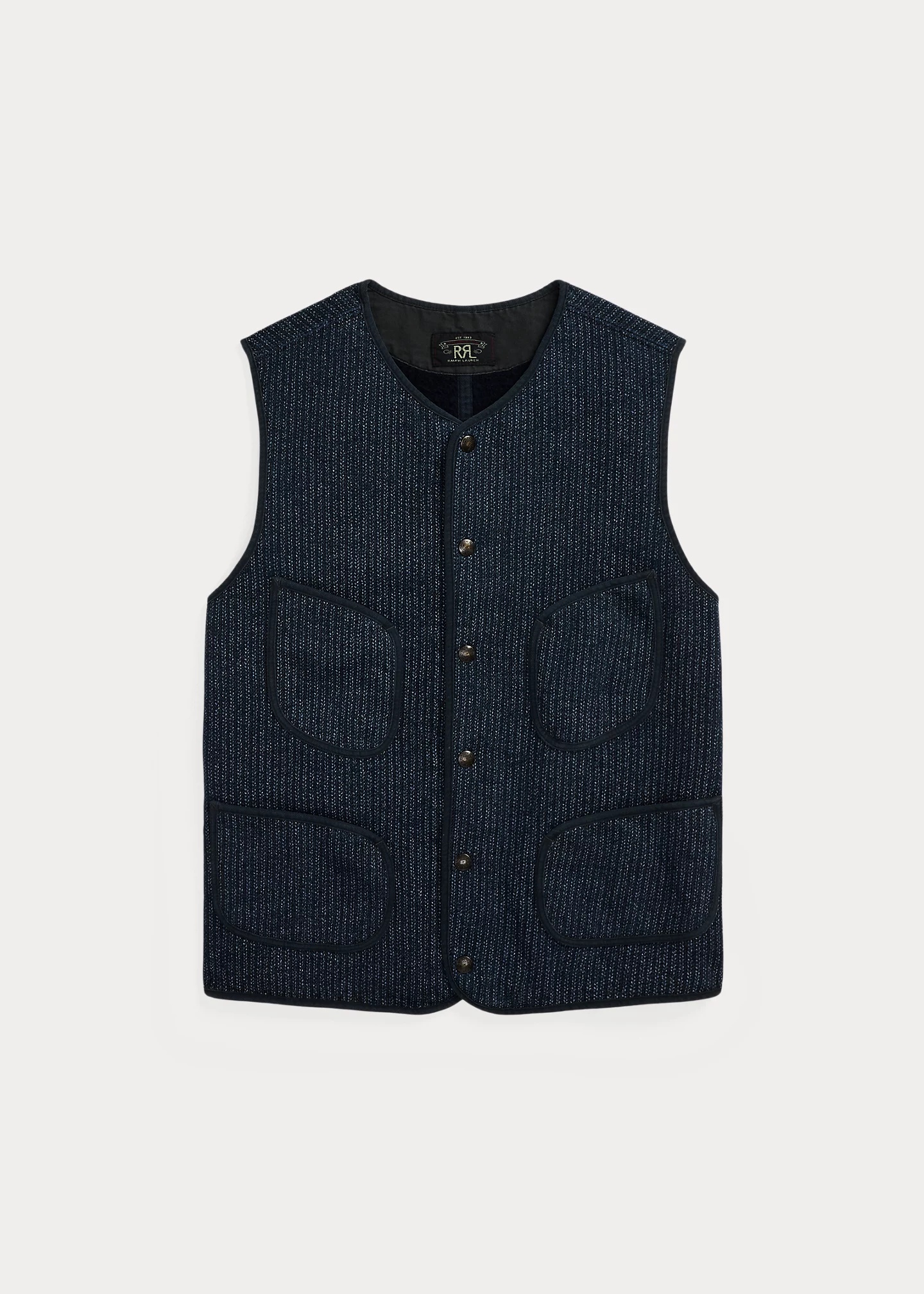RRL by Ralph Lauren Print Indigo Fleece Vest | REVERSIBLE