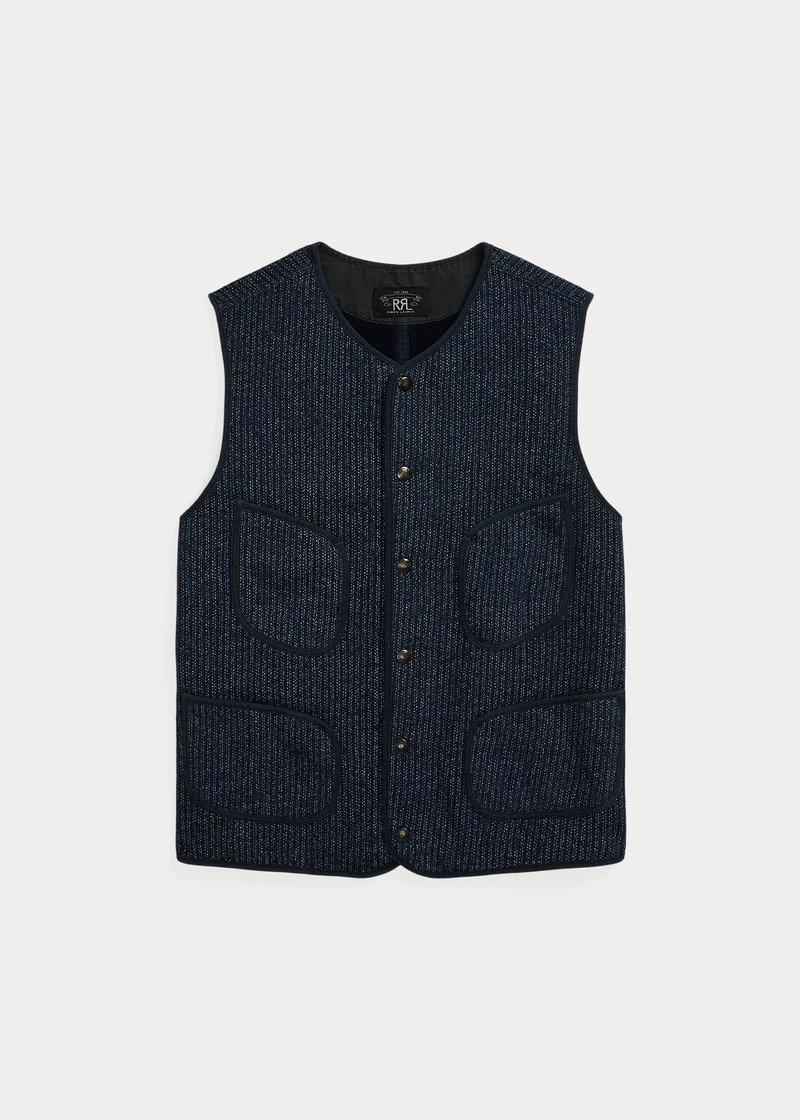 Print Indigo Fleece Vest 1