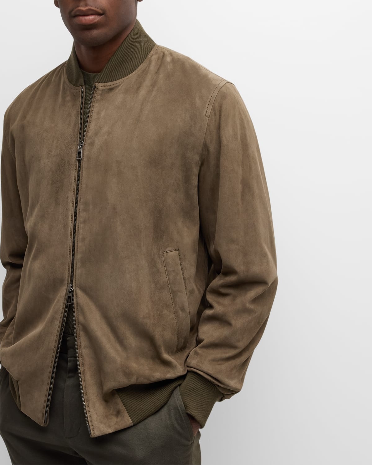 Men's Suede Bomber Jacket - 6