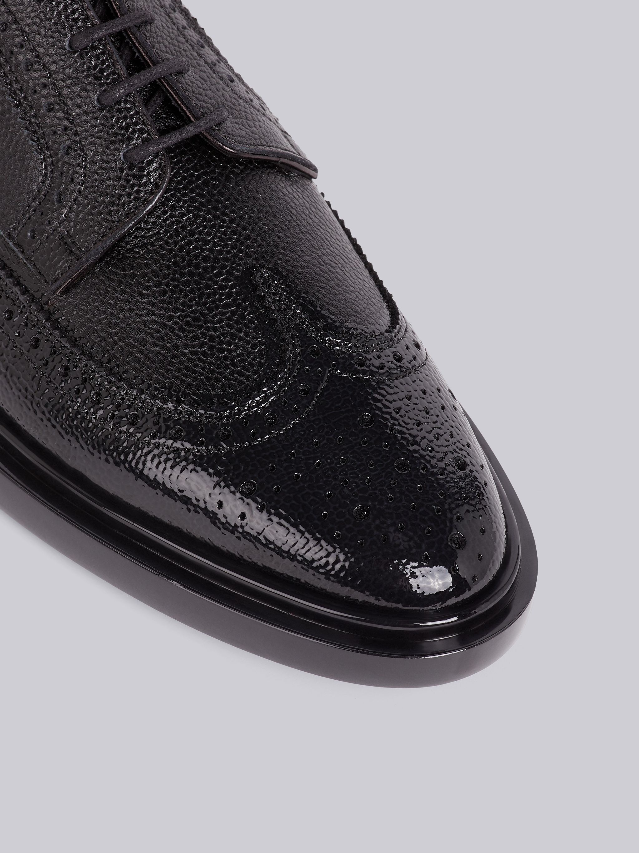 Black Pebbled Calfskin Dipped Longwing Brogue - 2