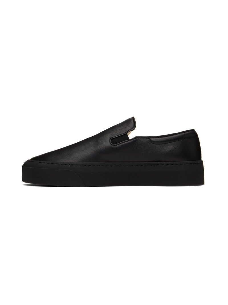 Black Leather Marie H Slip-On Sneakers 3