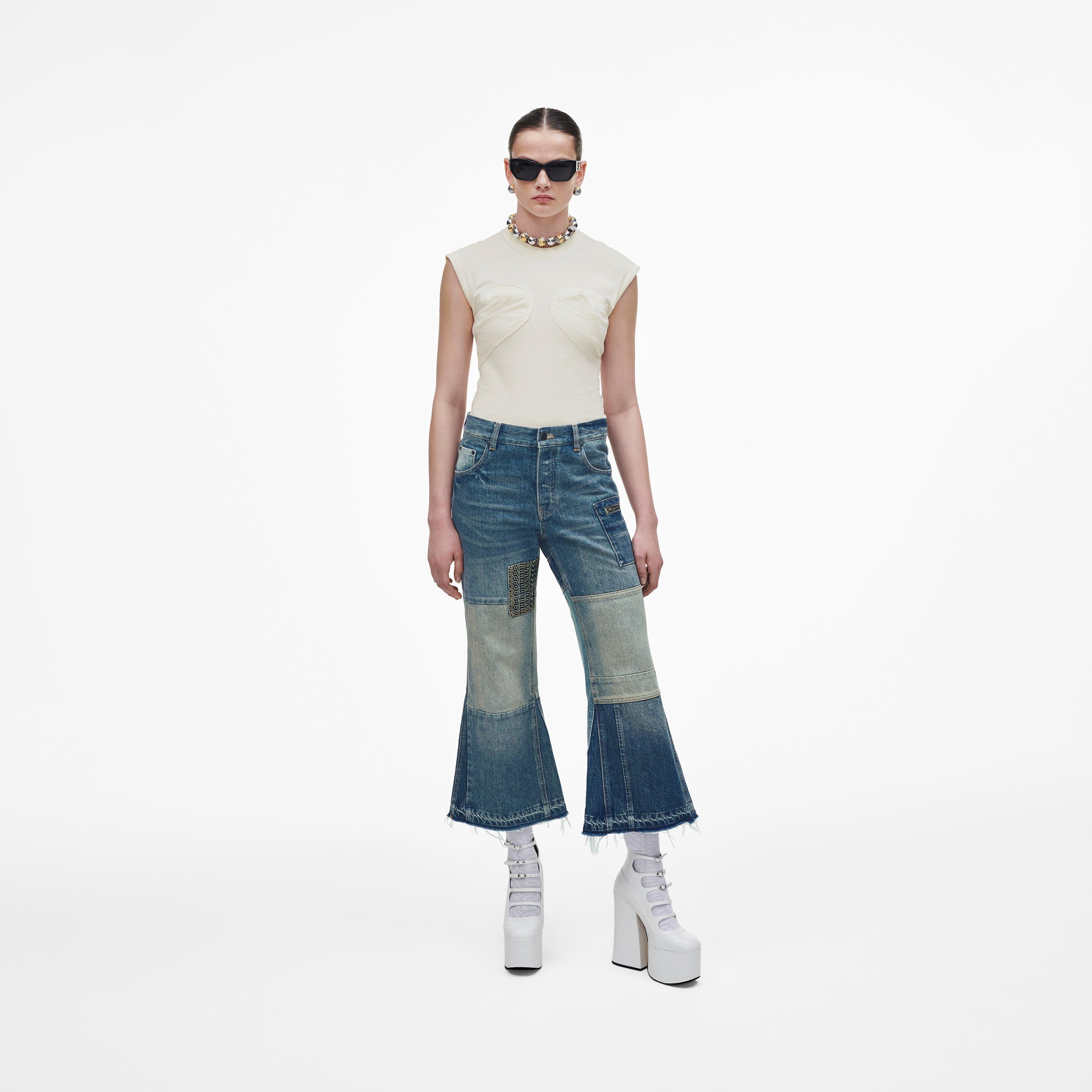 PATCHWORK DENIM CROPPED FLARE JEAN - 2
