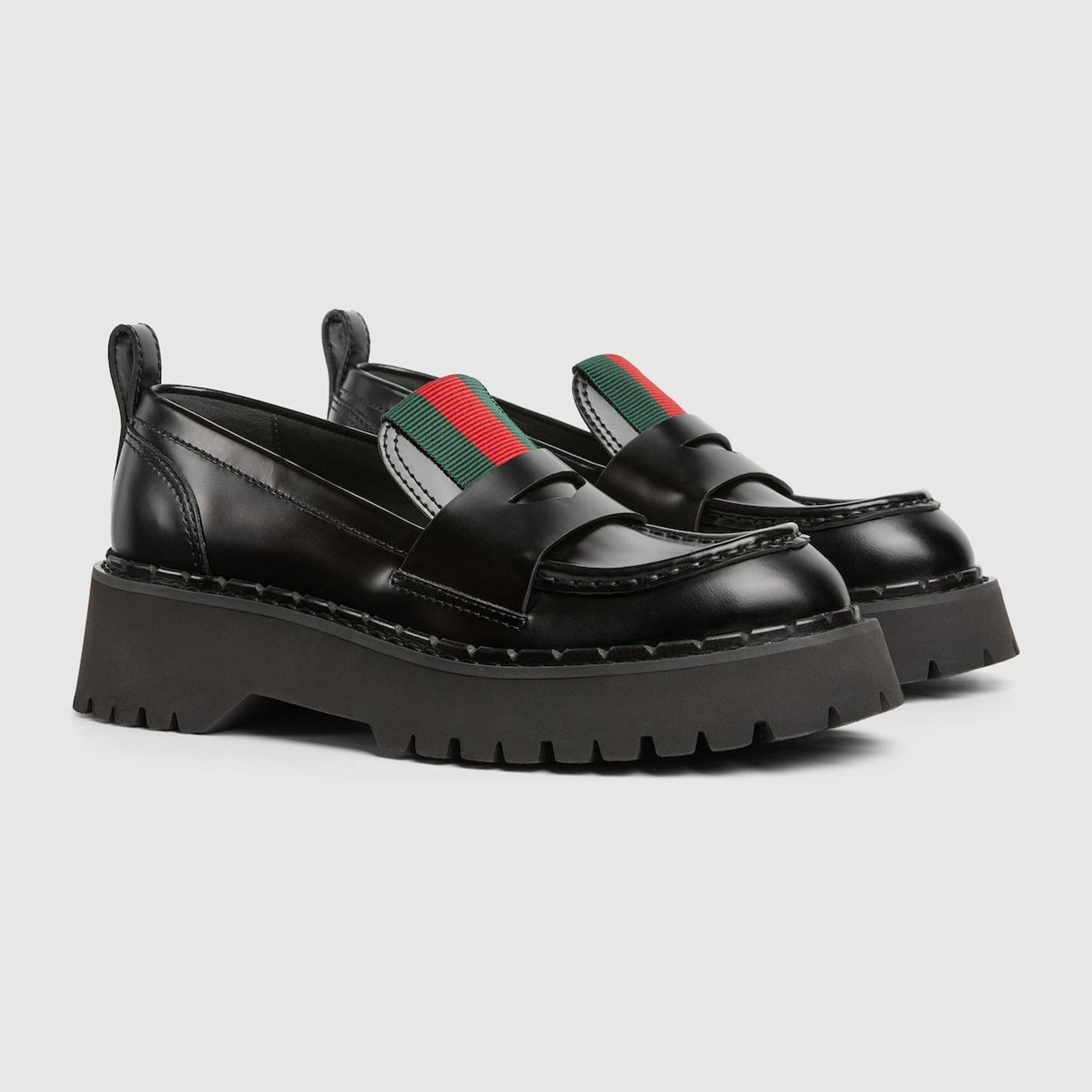 Gucci Web Leather Loafers - 2