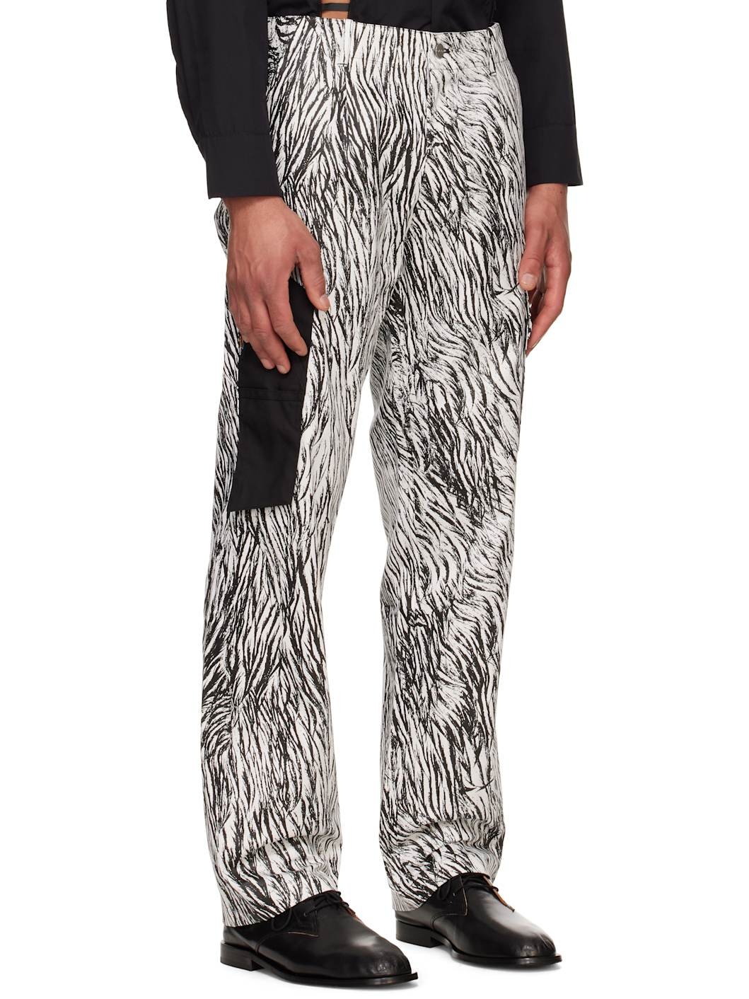 White & Black Gardiner Cargo Pants - 2