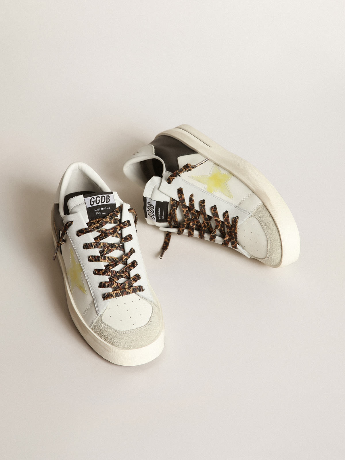 Stardan LTD sneakers in black and white leather with yellowed-effect transparent PVC star - 2