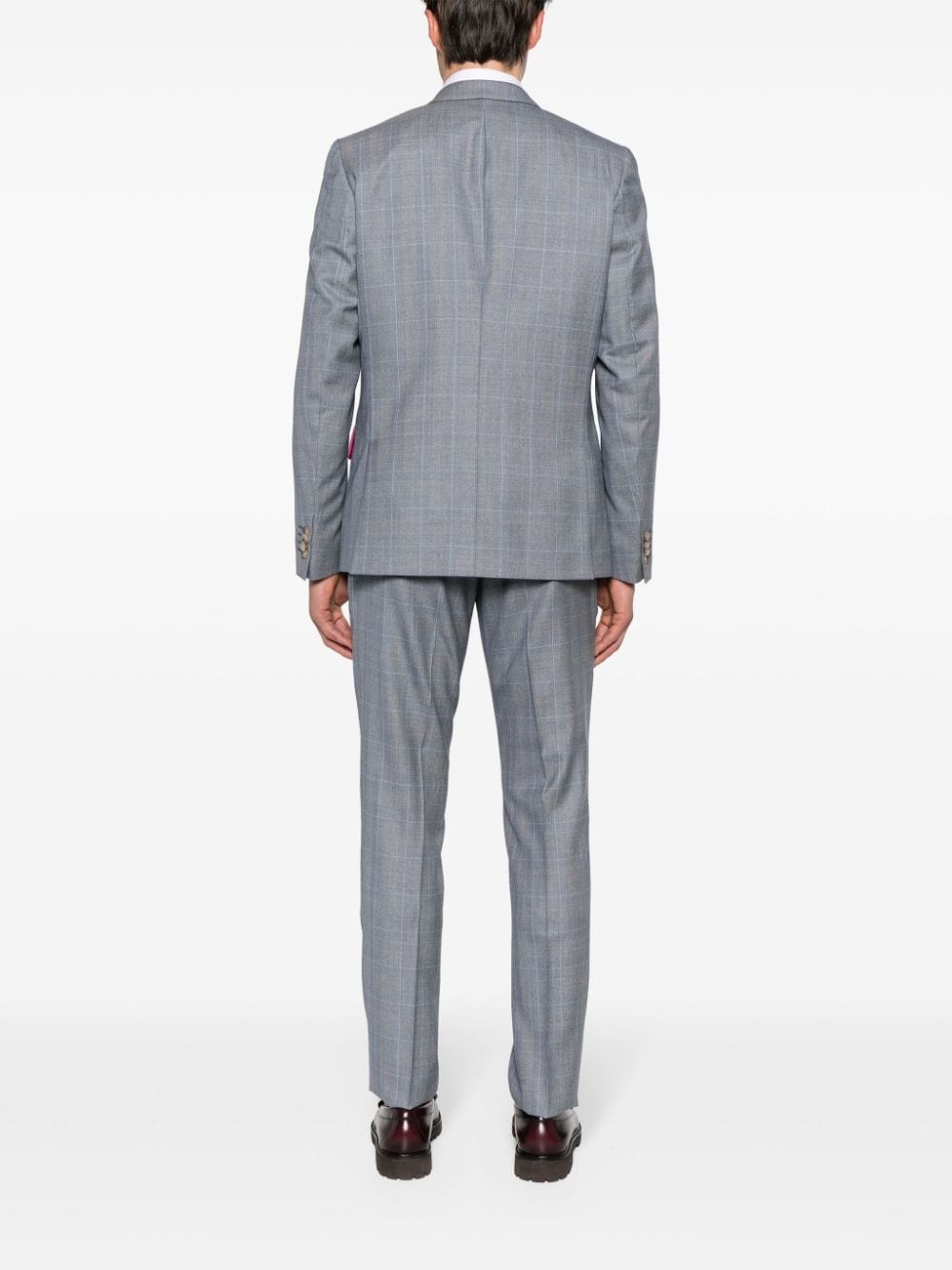 single-breasted check wool suit - 4