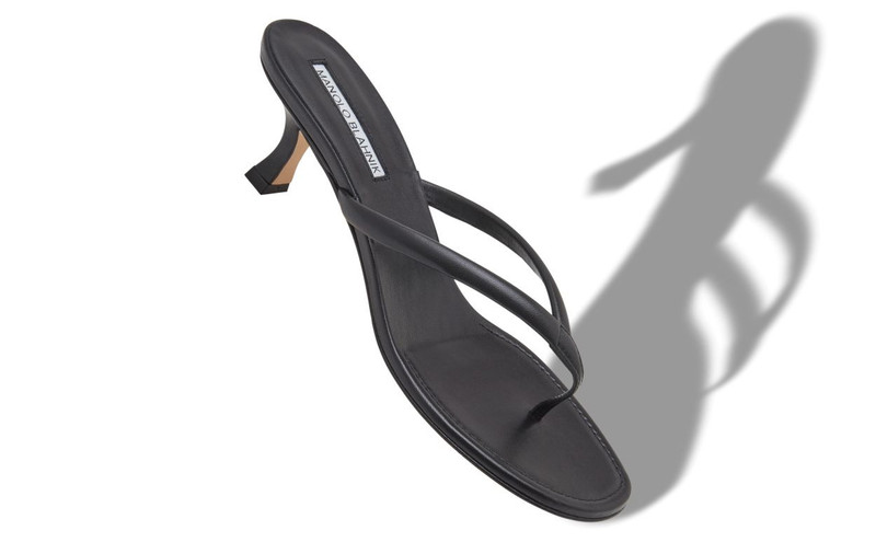 Manolo Blahnik Black Nappa Leather Thong Sandals outlook