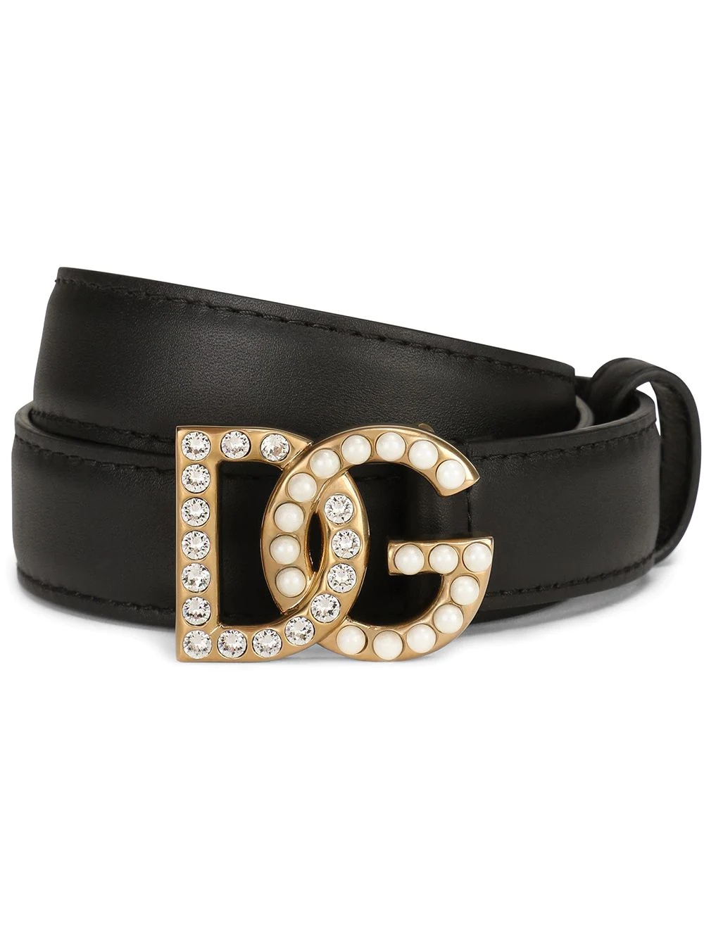 logo-plaque studded belt - 1