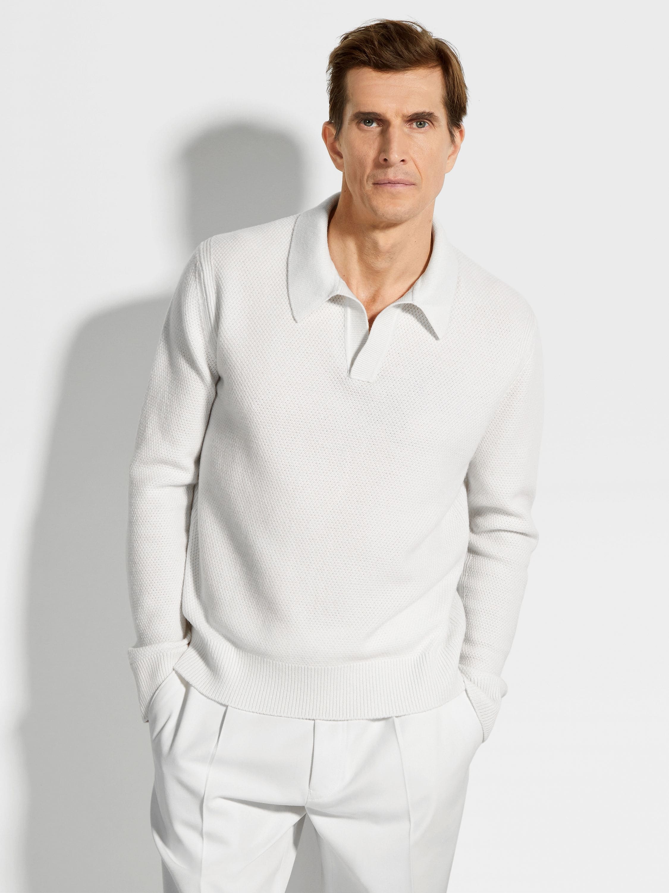 WHITE OASI CASHMERE POLO SHIRT - 3