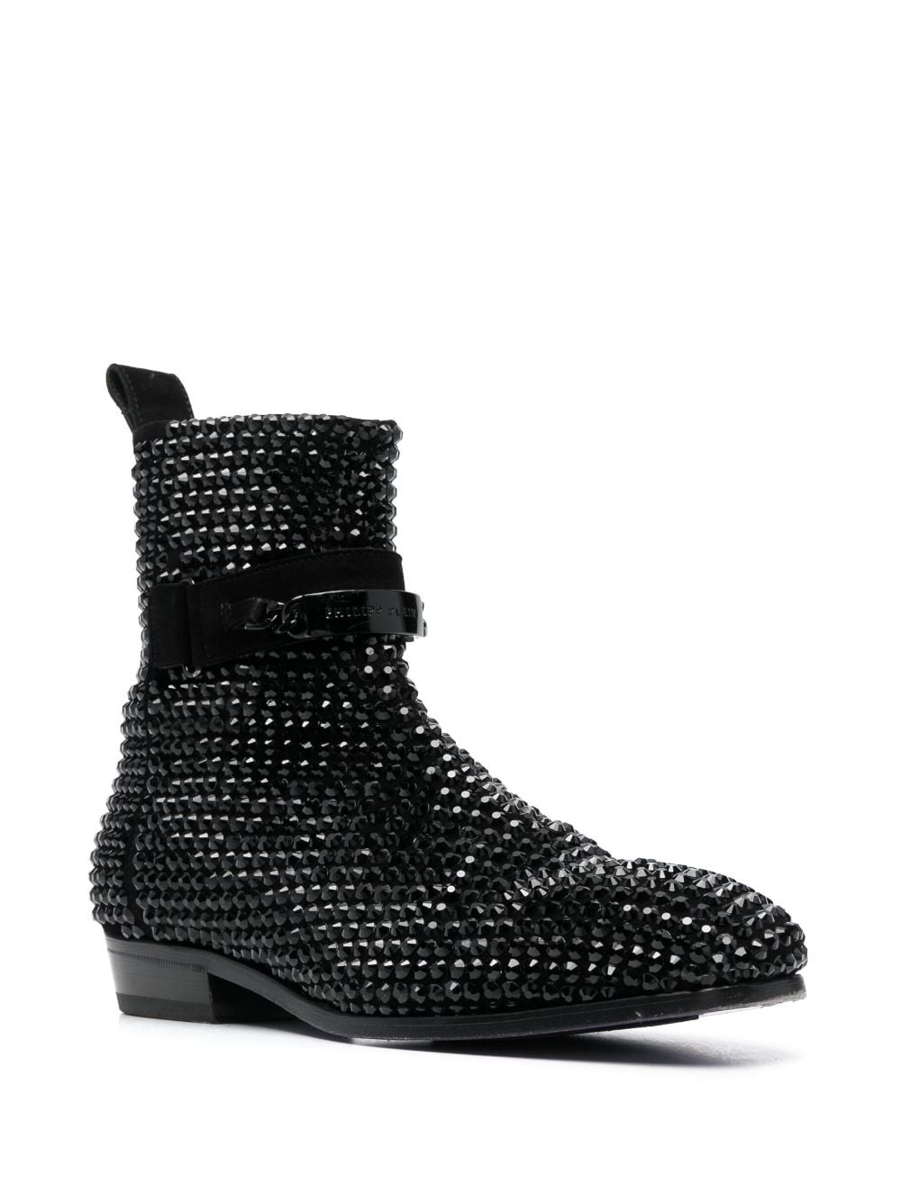 crystal-embellished suede boots - 2