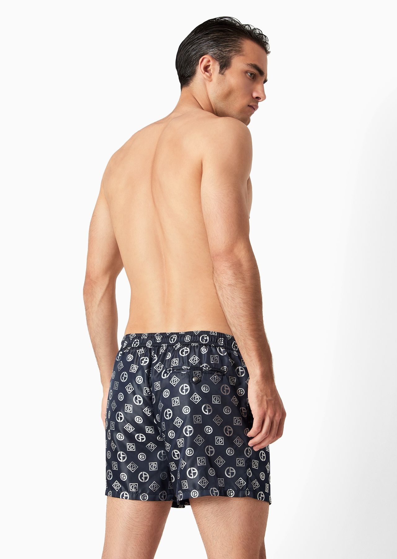 Swim trunks with an all-over logo jacquard - 3