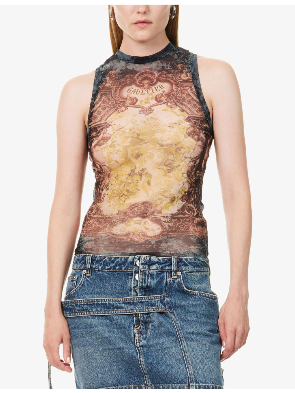 Printed Sleeveless Woven Top - 3
