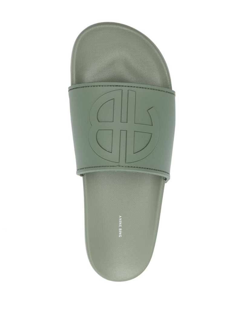 logo-embossed faux-leather slides 4