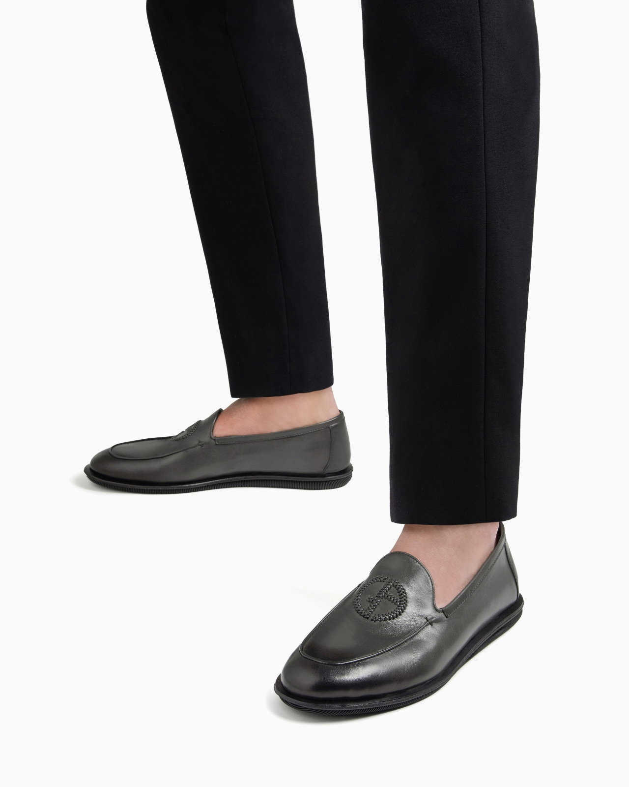VINTAGE NAPPA LEATHER LOAFERS WITH EMBROIDERED LOGO - 7