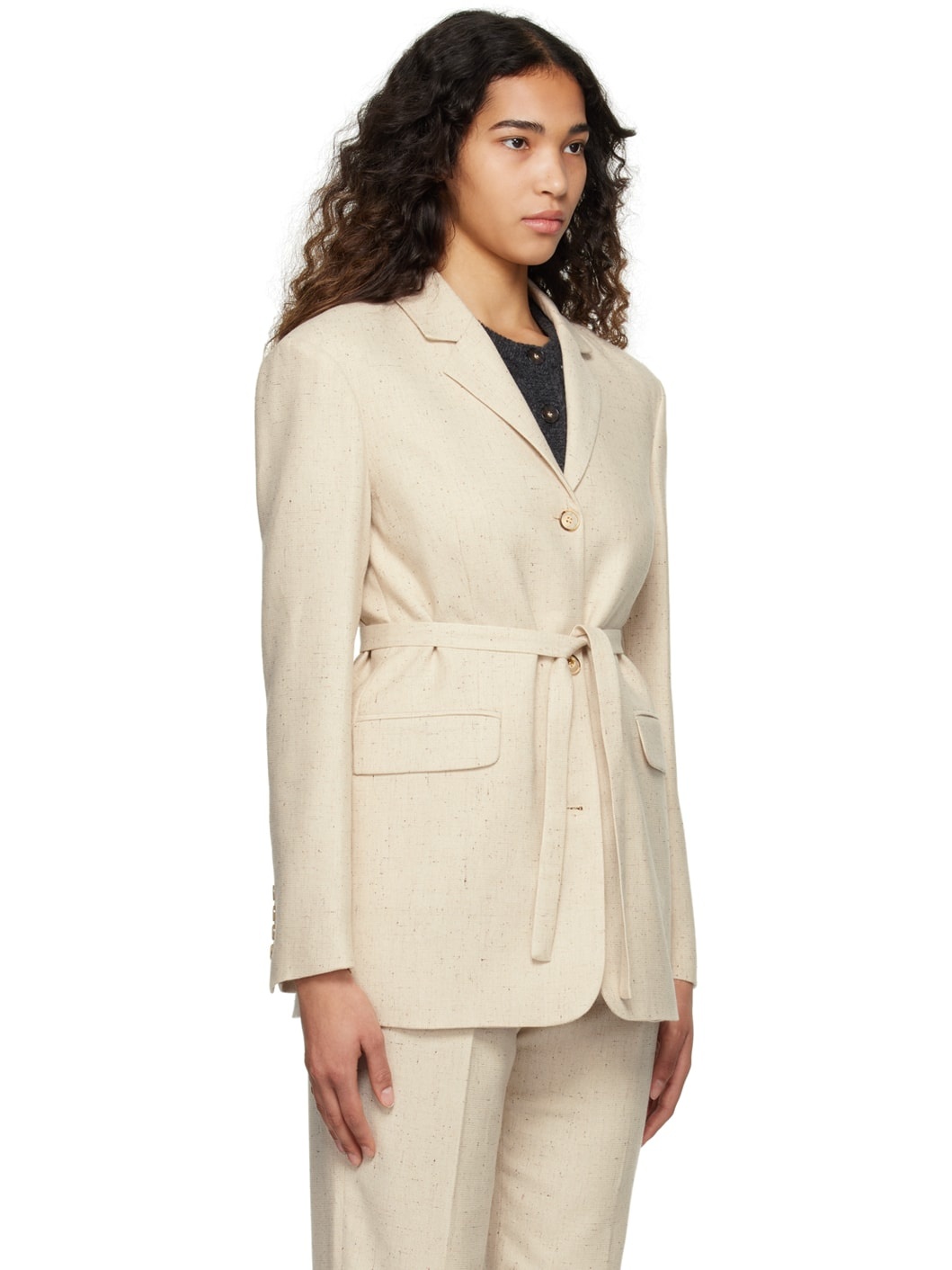 Beige Taranto Oversized Blazer - 2