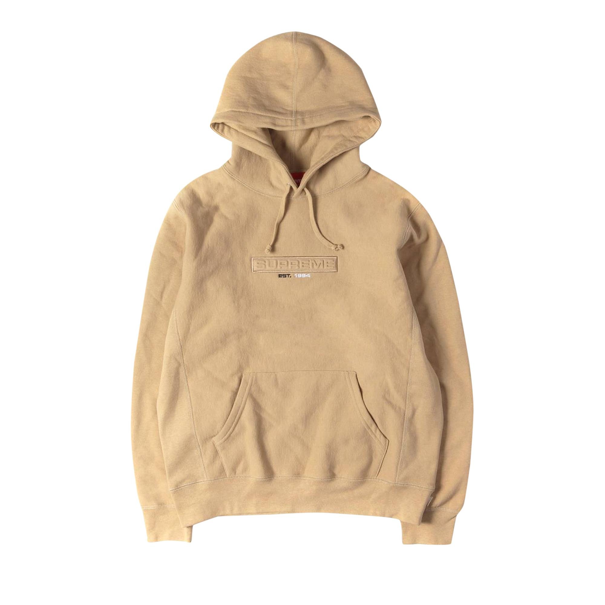 Supreme Embossed Logo Hooded Sweatshirt 'Light Brown' - 1