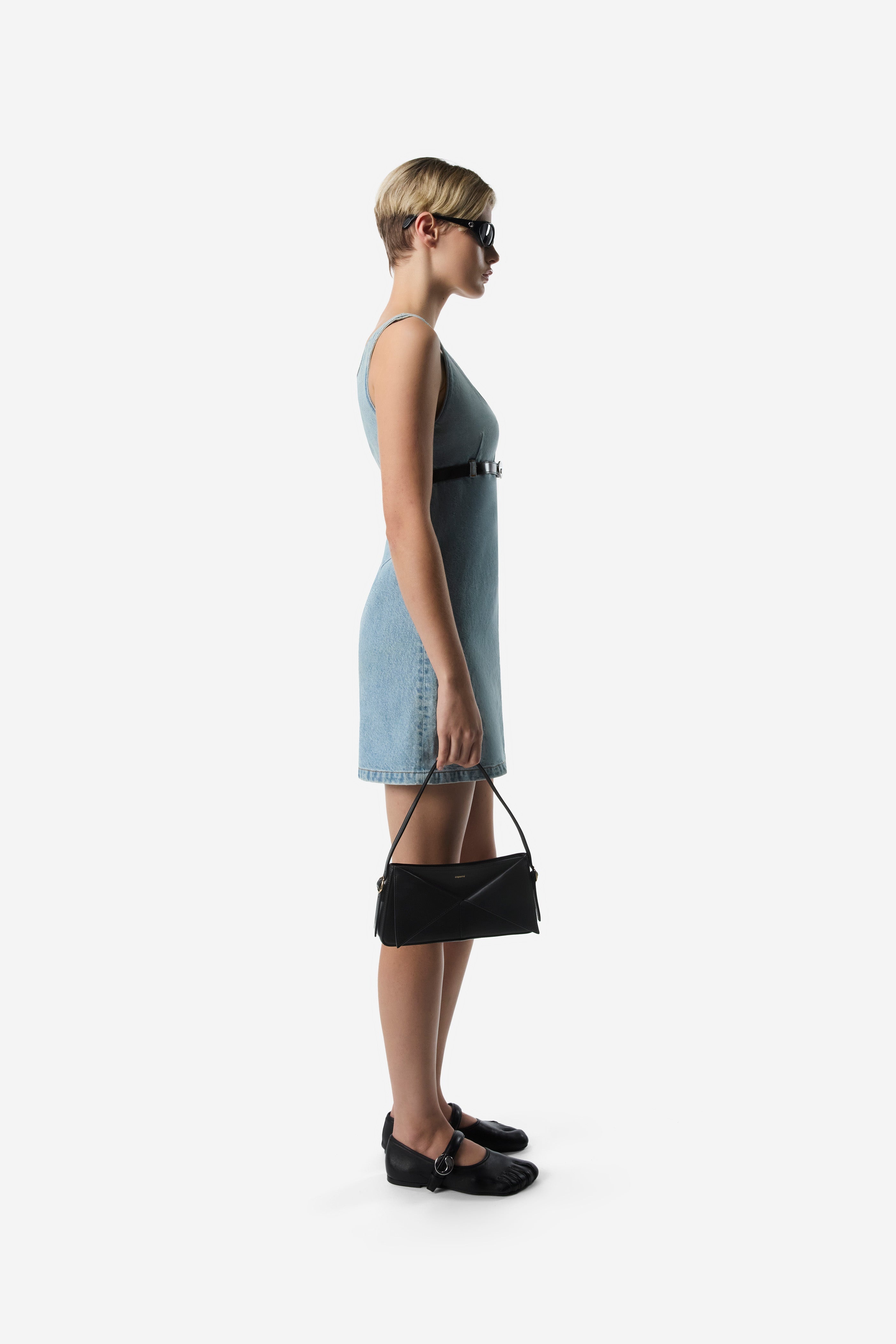 Belted Denim Mini Dress - 3