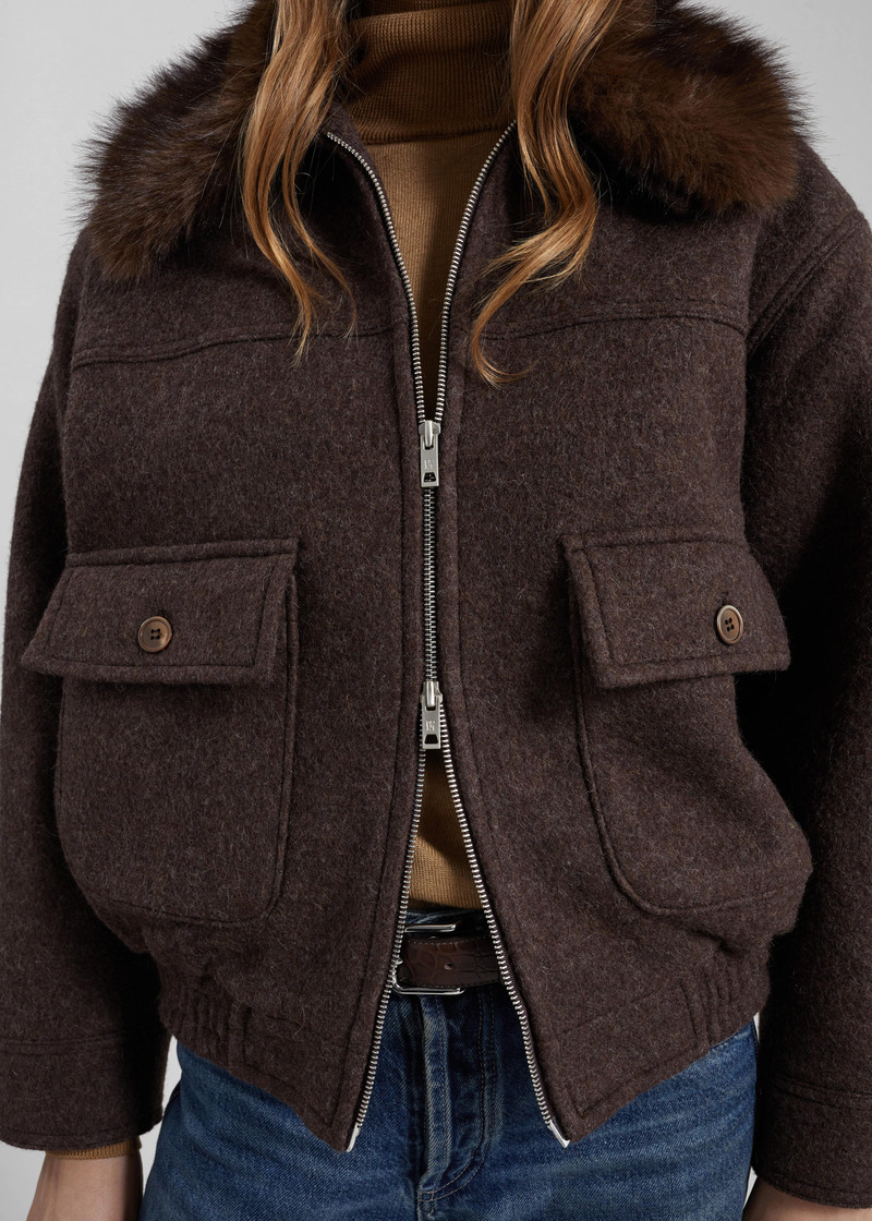 Elmont Brushed Wool Quilted Jacket - Brown 7