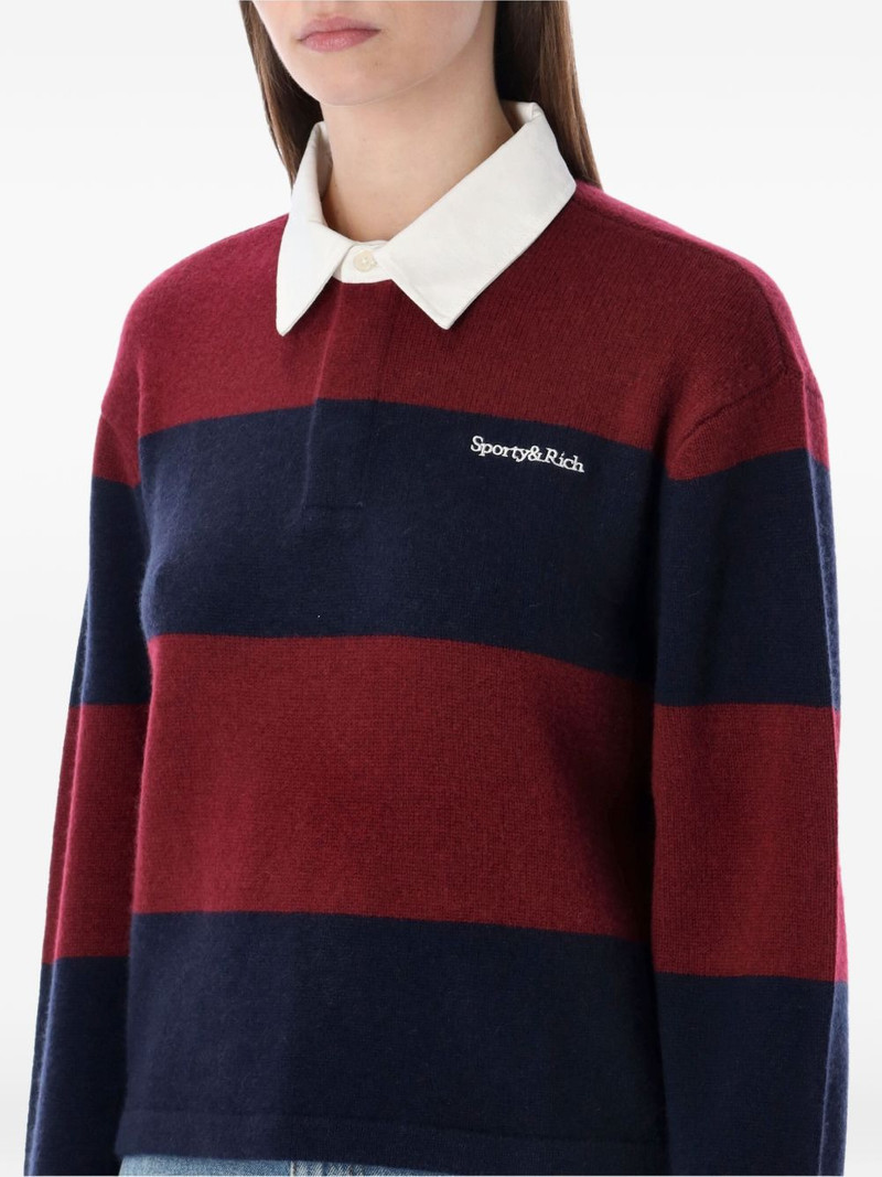 logo-embroidered striped-pattern polo top 3