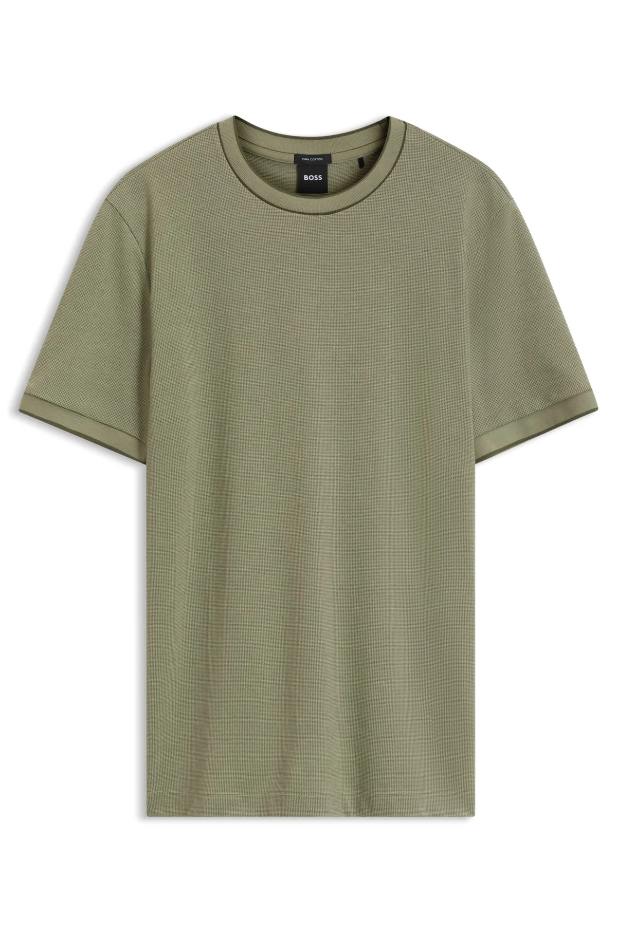 REGULAR-FIT T-SHIRT IN STRUCTURED COTTON WITH TIPPING DETAILS - 1