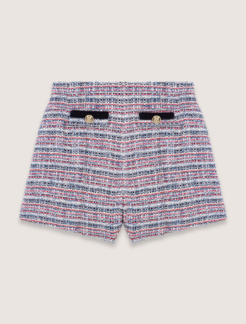 Tweed shorts with contrasting trim 1