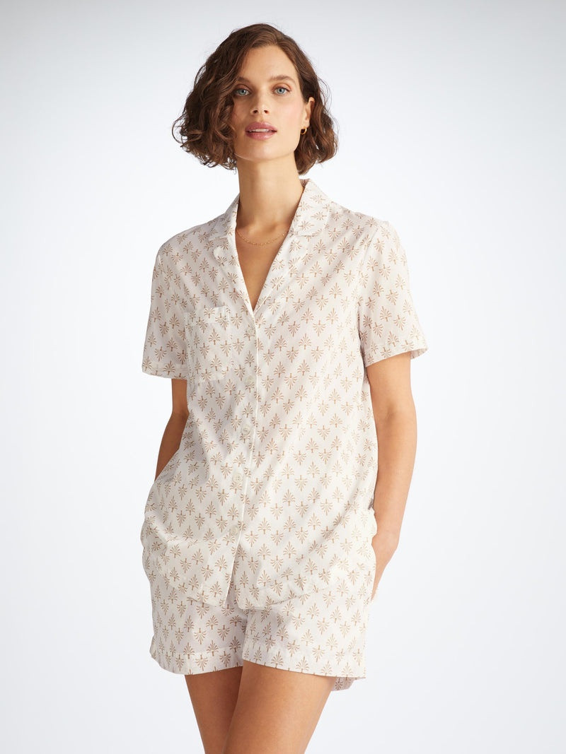 Derek Rose Women's Short Pajamas Nelson 101 Cotton Batiste White outlook