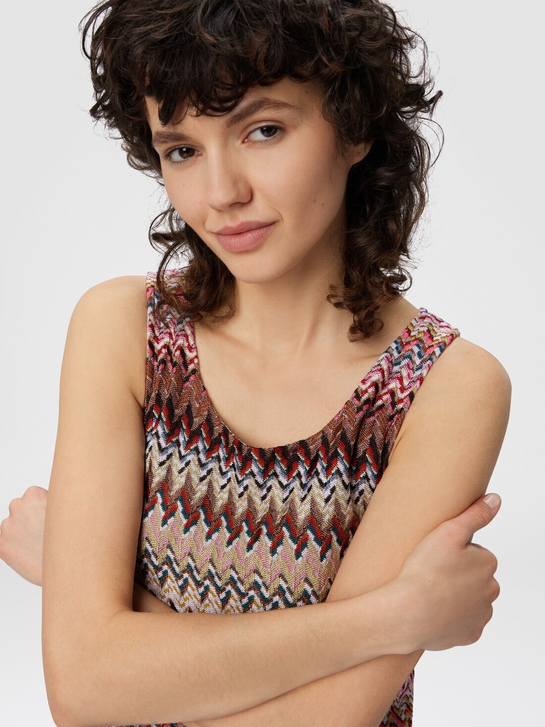Zigzag Tank Top with Ribbed Detail - 5