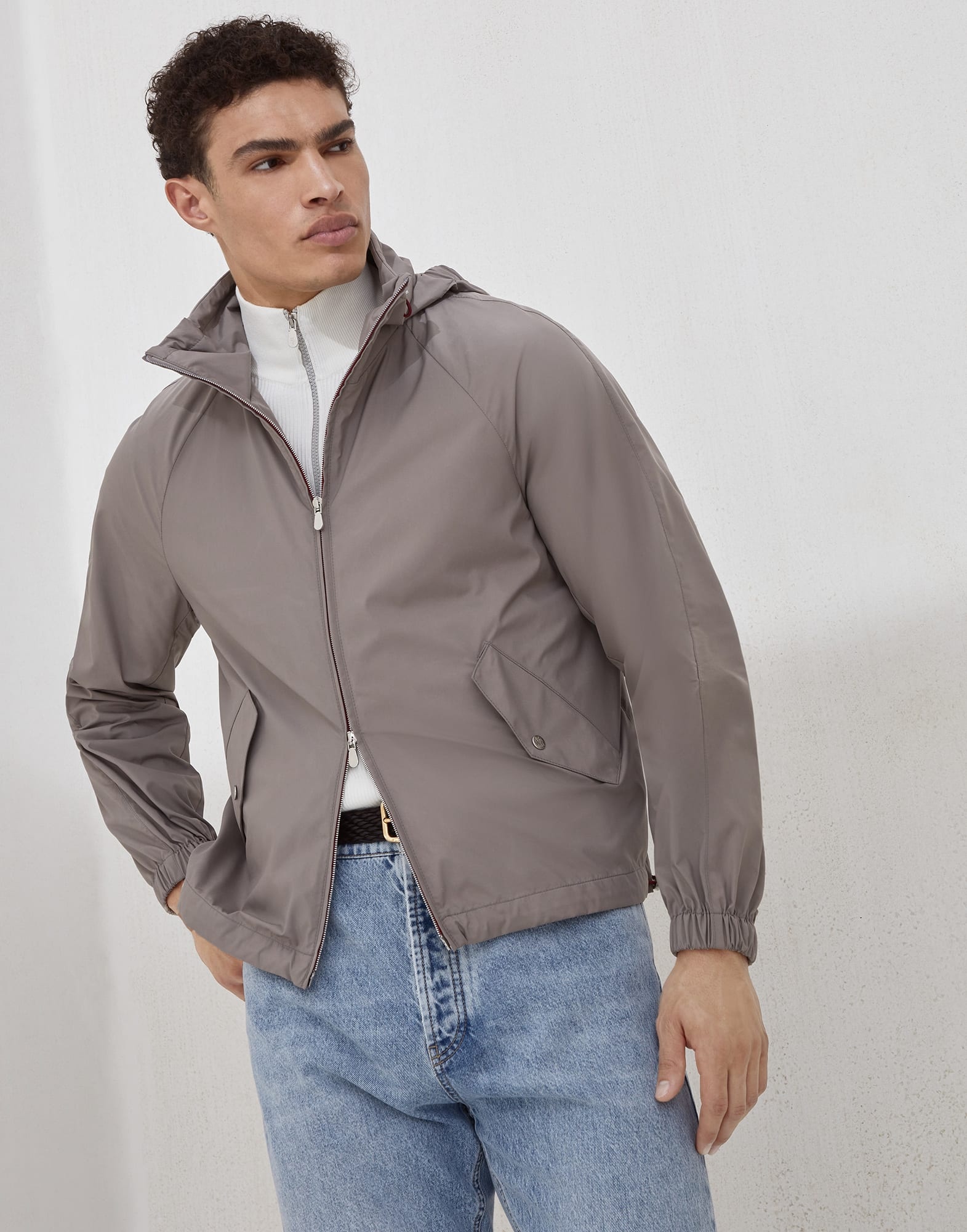 Lightweight techno fabric unlined hooded outerwear jacket - 4