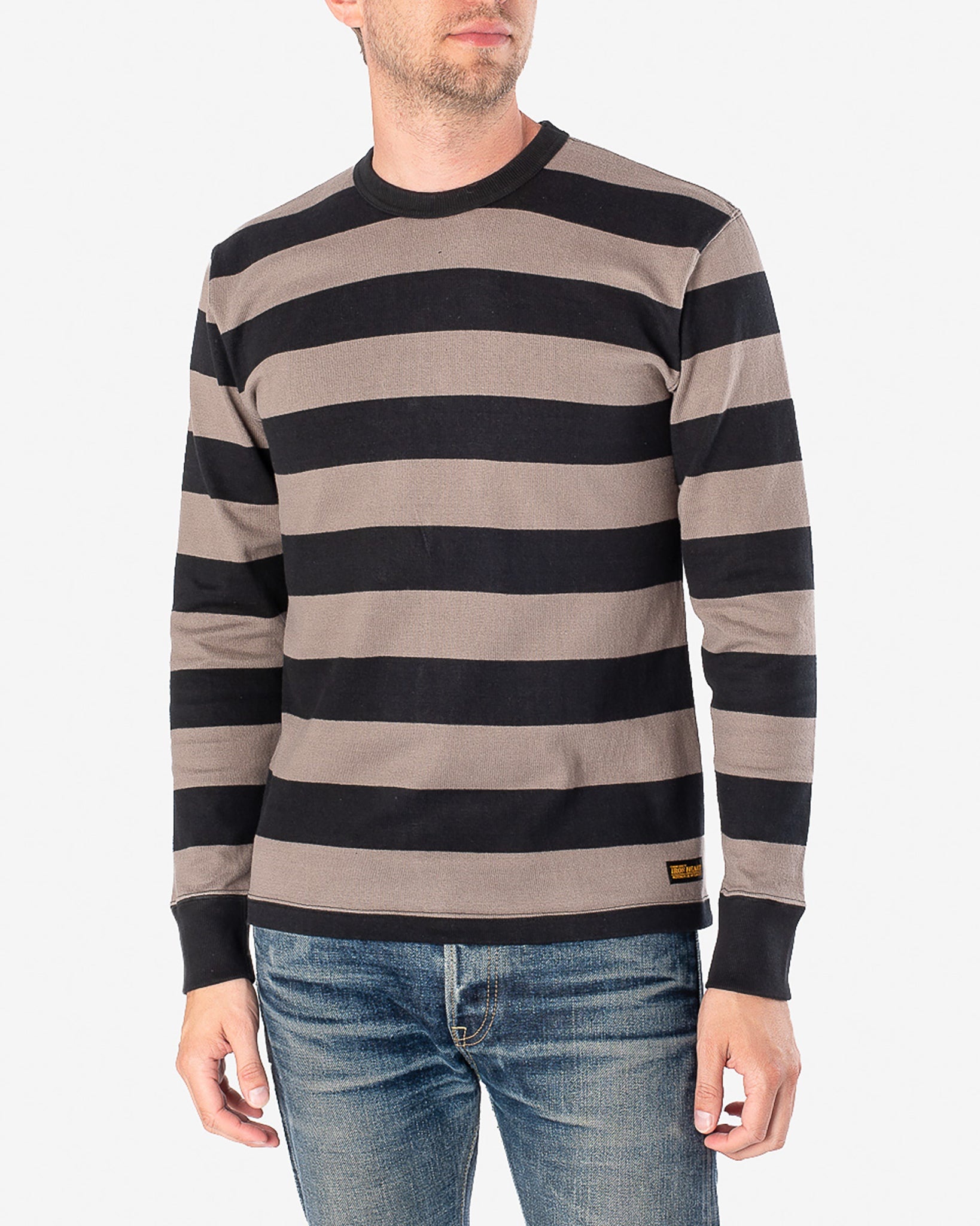 IHTB-01-GRY-BLK 11oz Cotton Knit Long-Sleeved Sweater - Grey/Black - 2