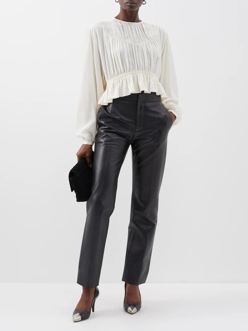 Nelino smocked silk crepe de Chine top - 1