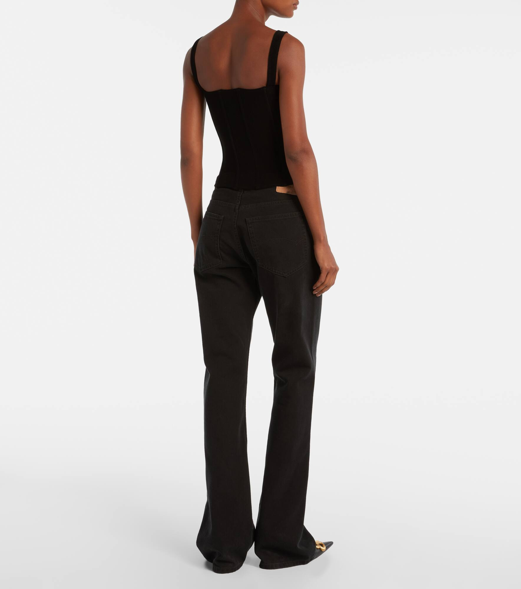 Cotton-blend velvet corset top - 3