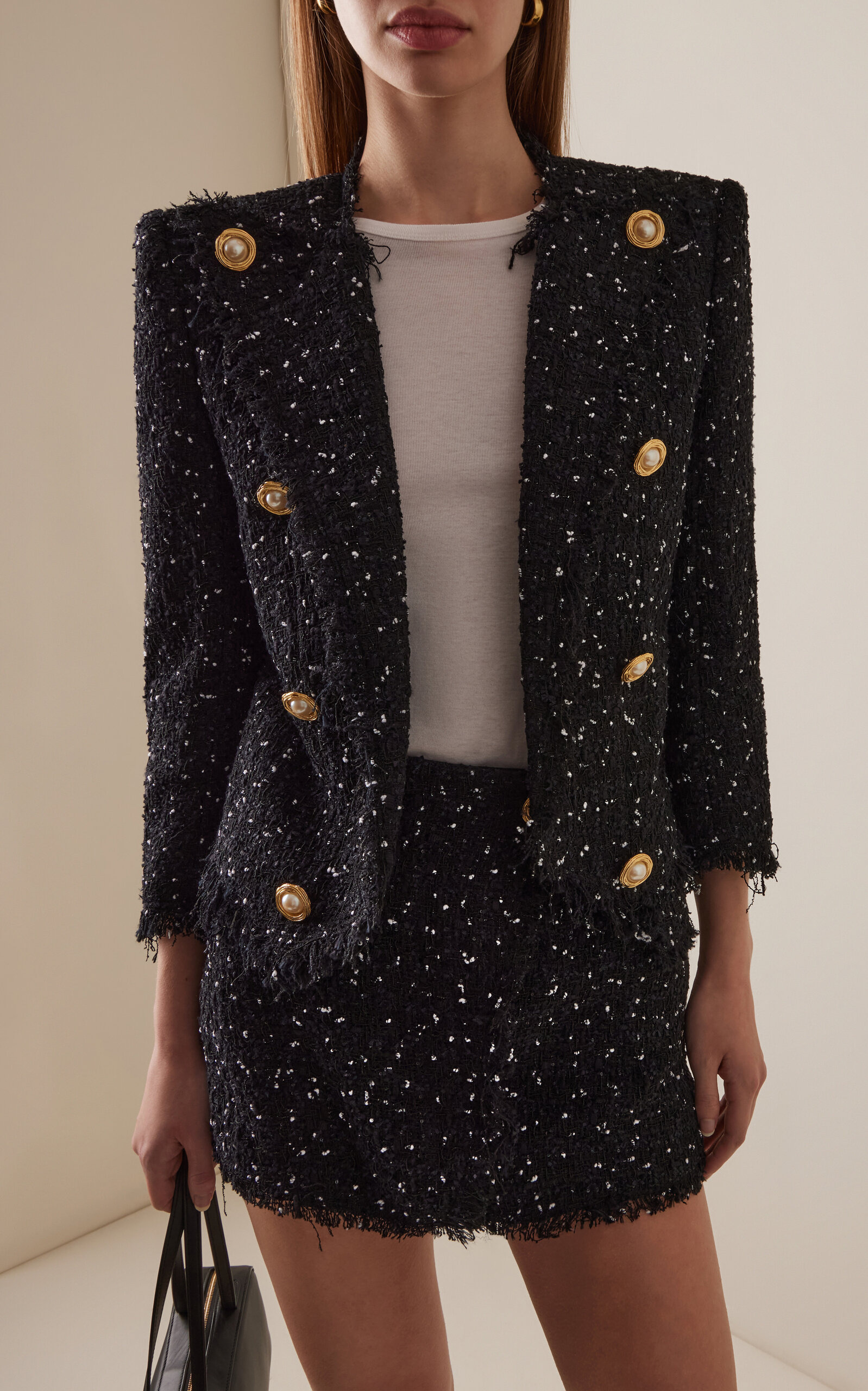 Polka-Dot Tweed Spencer Jacket black - 2