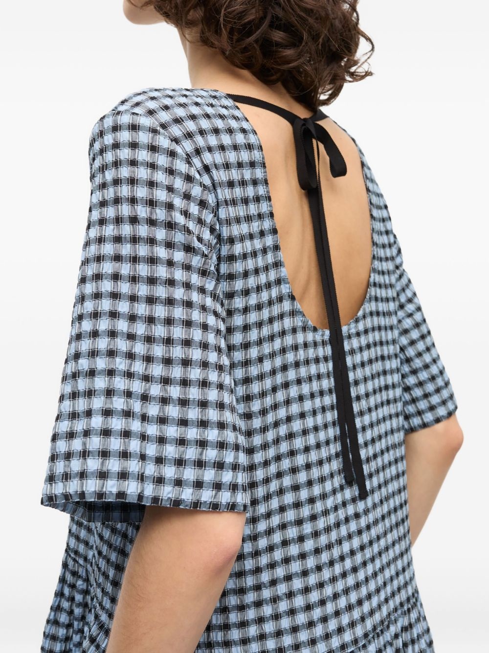 checked seersucker midi dress - 5