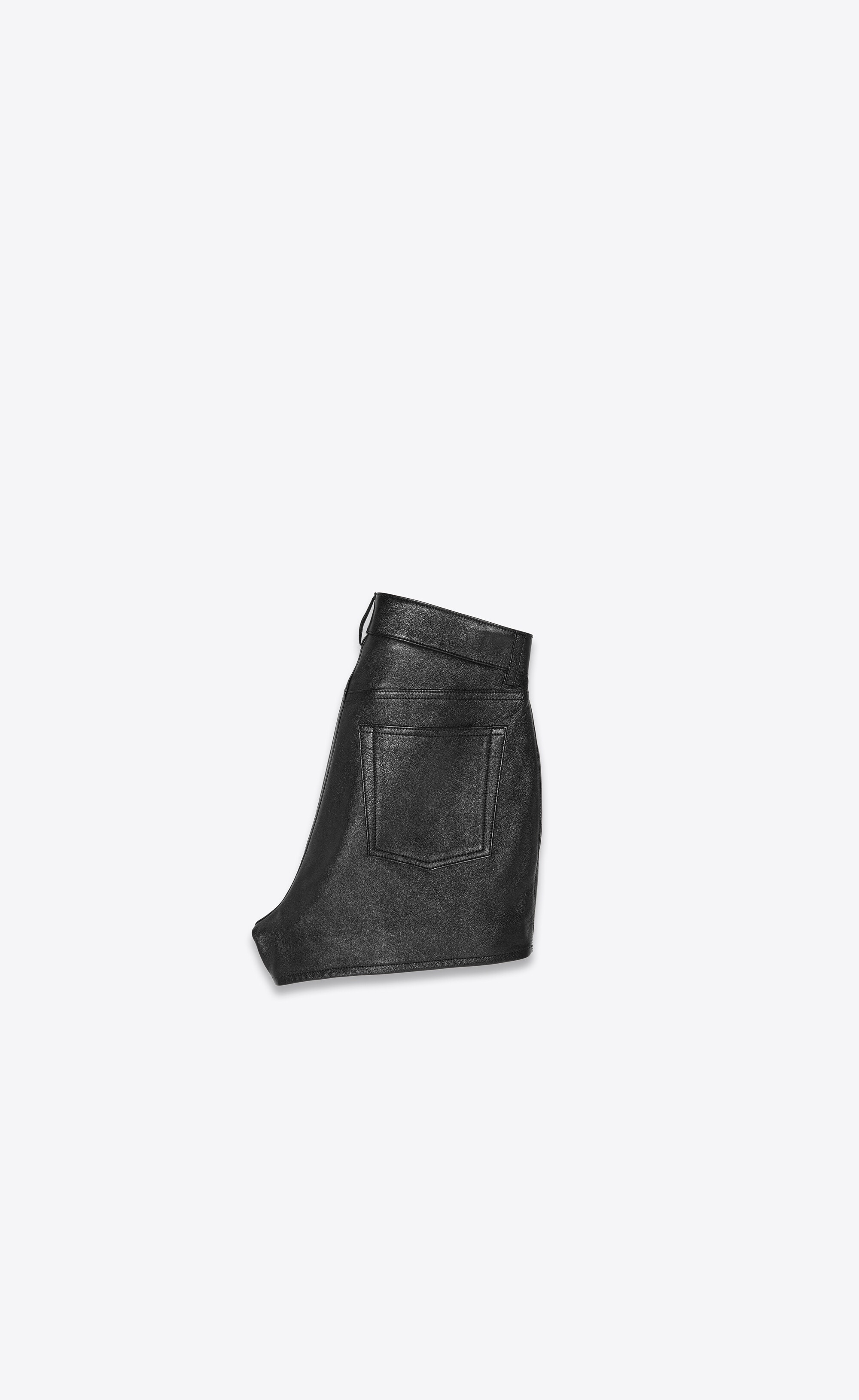 high-waisted shorts in lambskin - 2