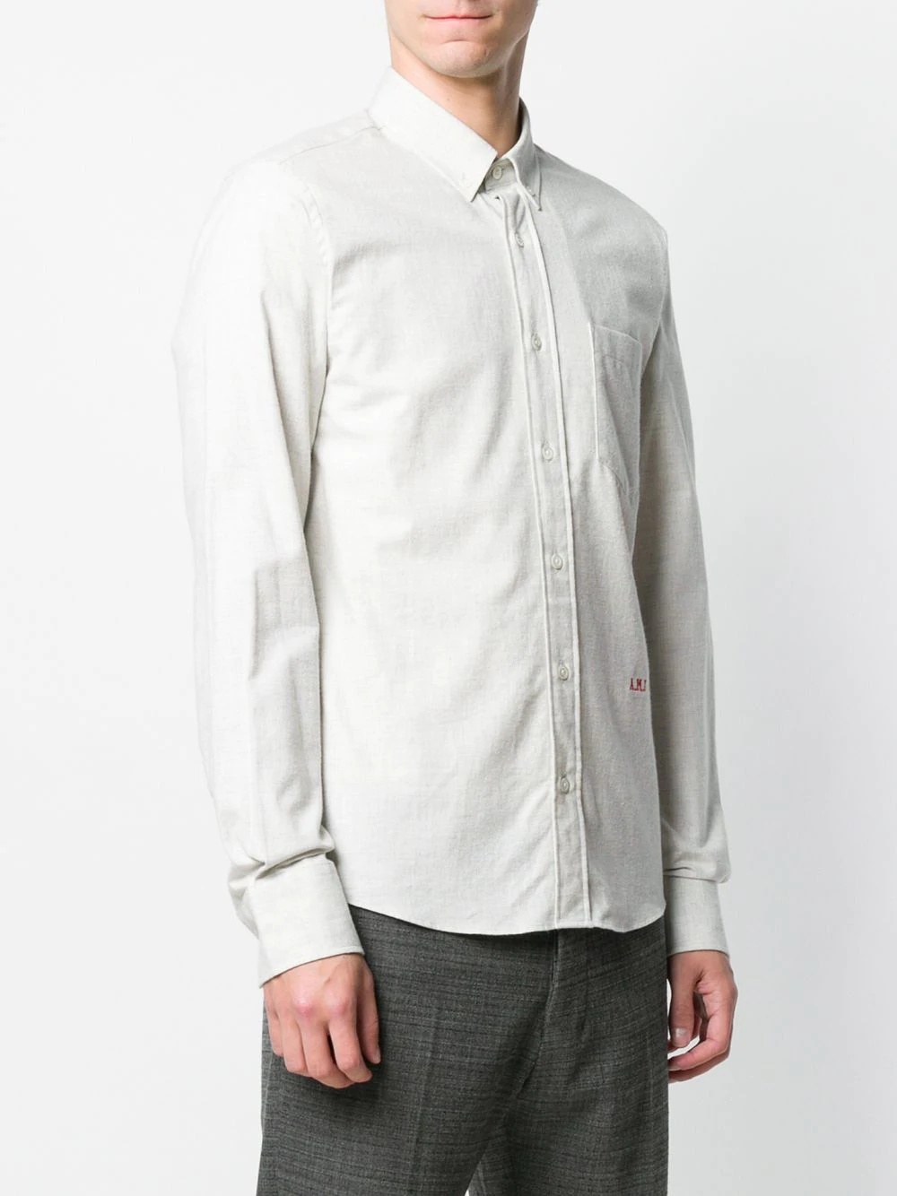 Slim Fit Button-down Shirt A.m.i Front Embroidery - 3