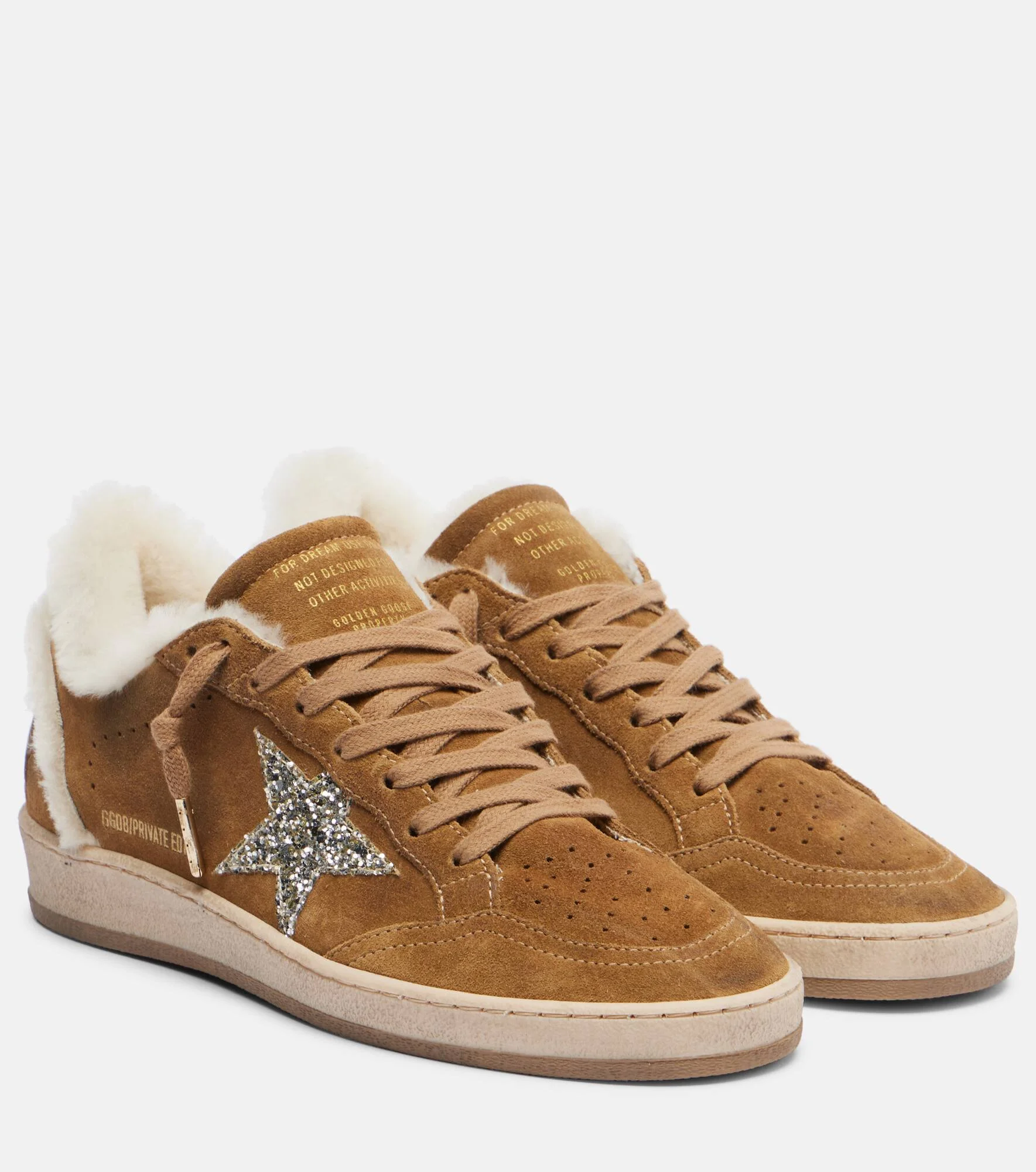 Ball Star shearling-trimmed suede sneakers - 1