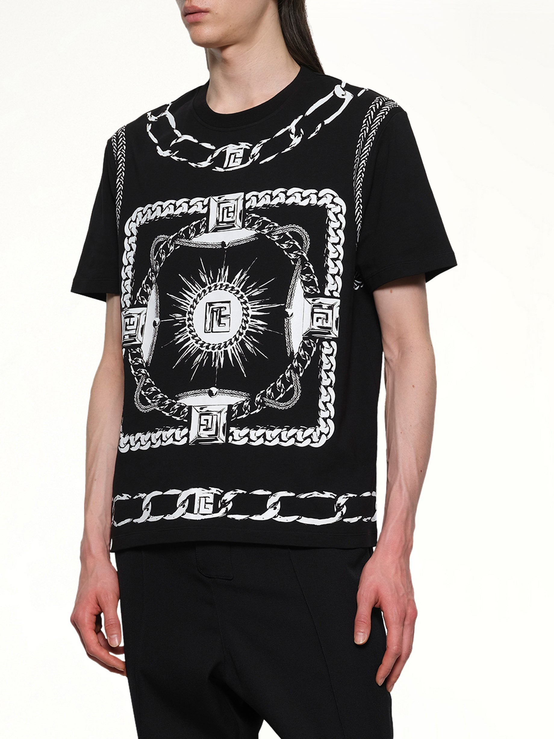 Foulard Print T-Shirt in Black/White - 6