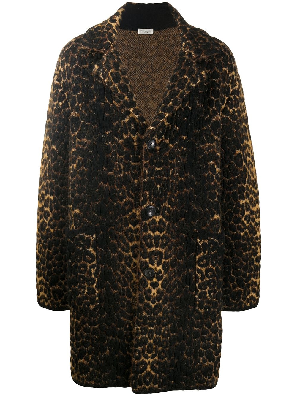 leopard-print single-breasted coat - 1