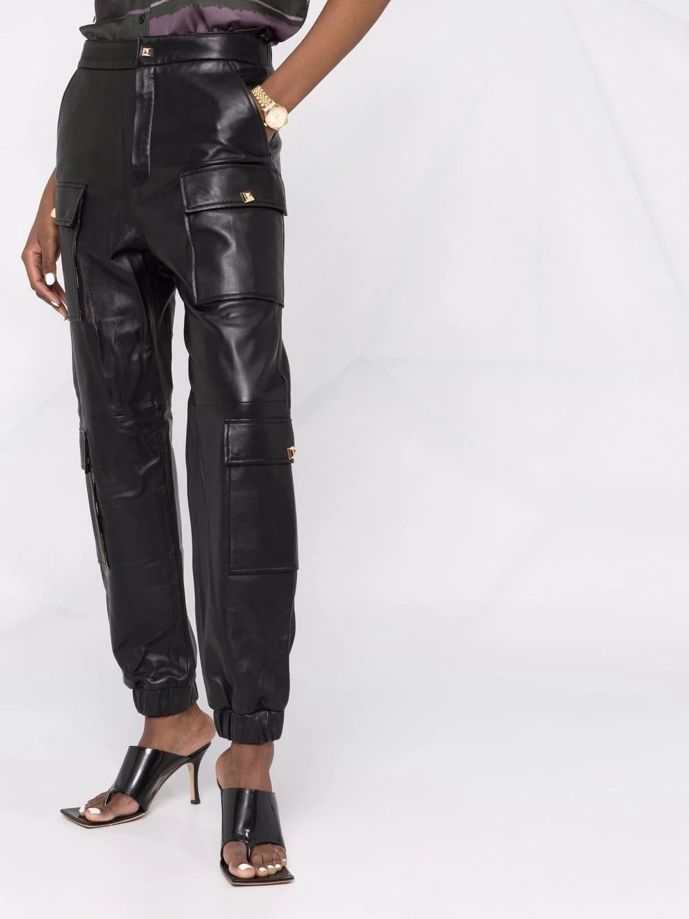 leather jogging trousers - 5