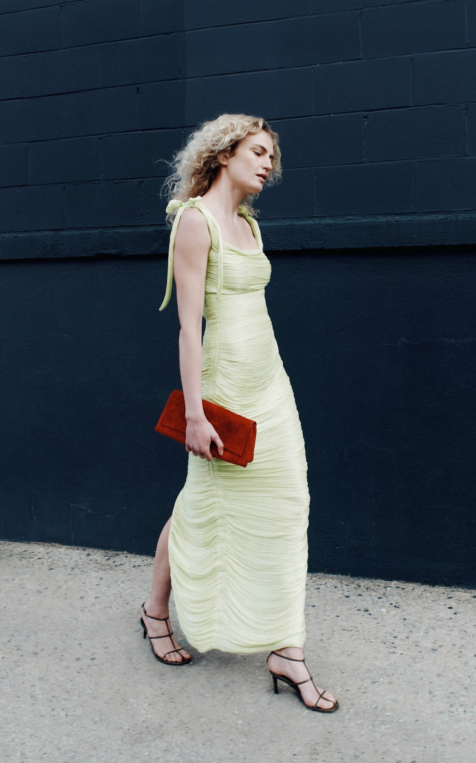 Exclusive Roseya Draped Hand-Pleated Satin Gown yellow - 2