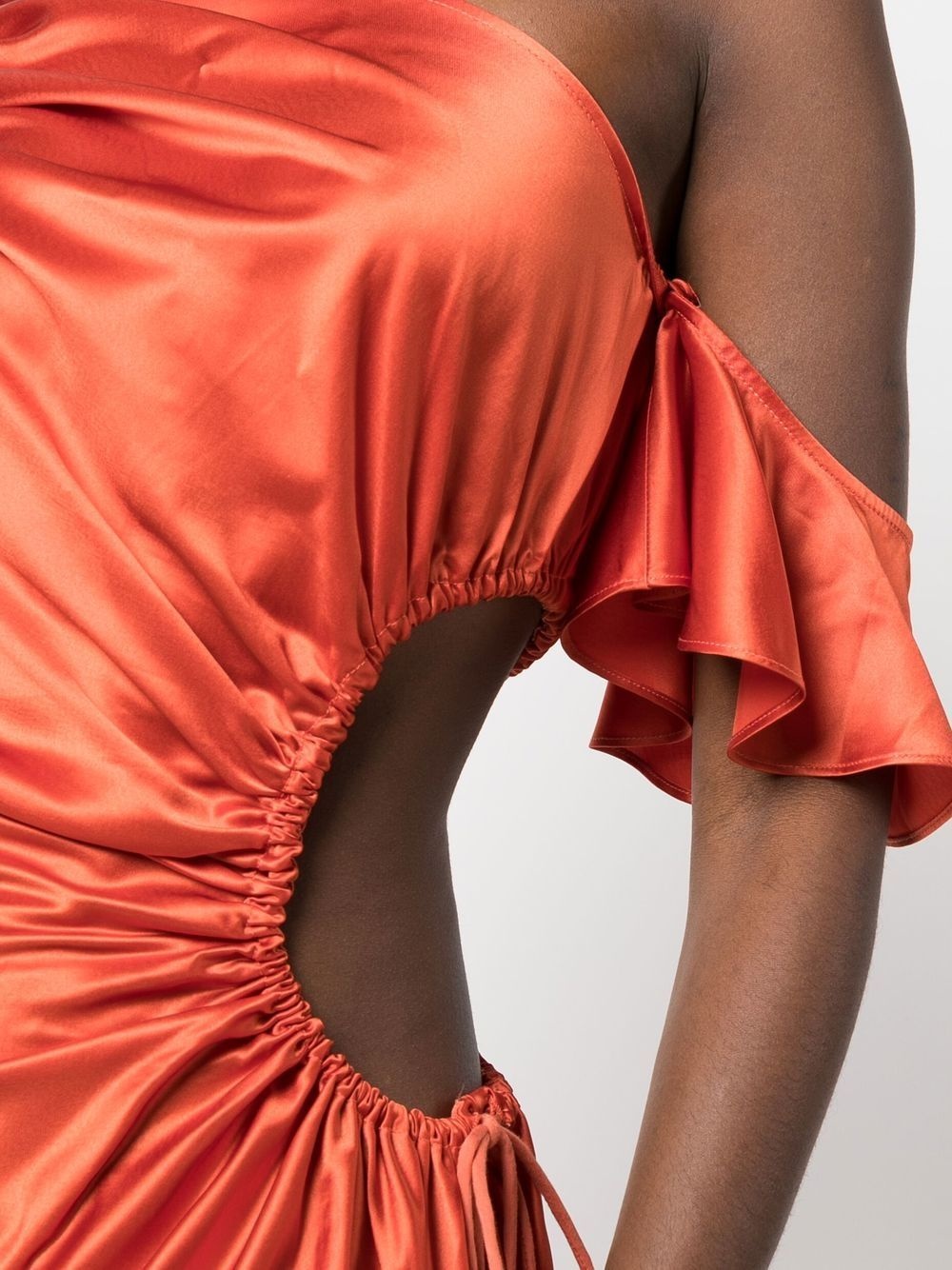 one-shoulder gathered-detail dress - 5