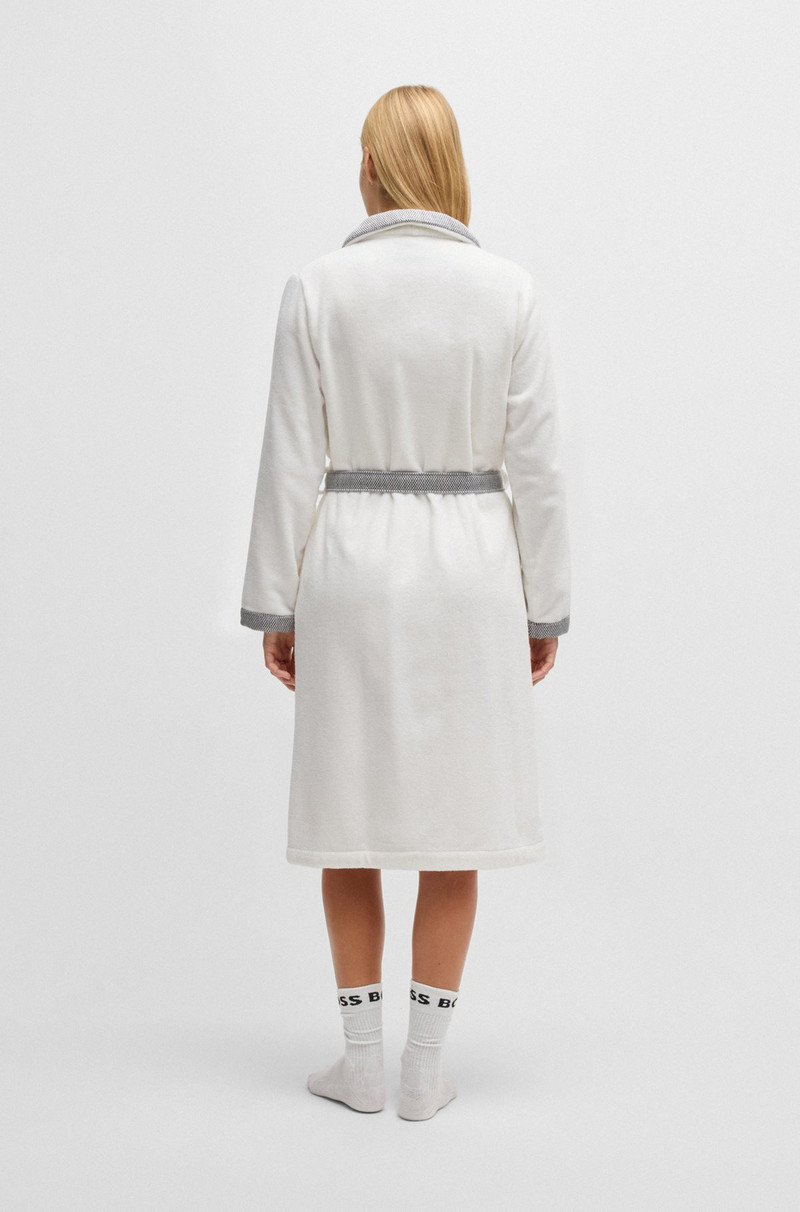 WHITE COTTON-VELVET DRESSING GOWN WITH EMBROIDERED LOGO 8