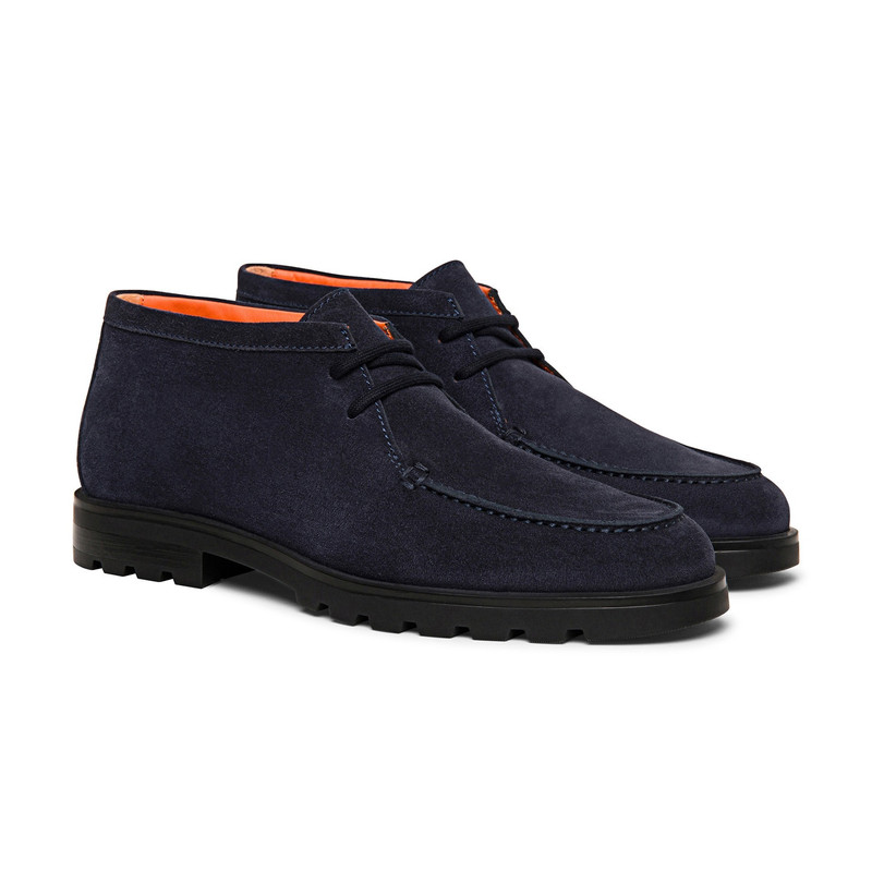 Santoni Men’s blue suede desert boot outlook