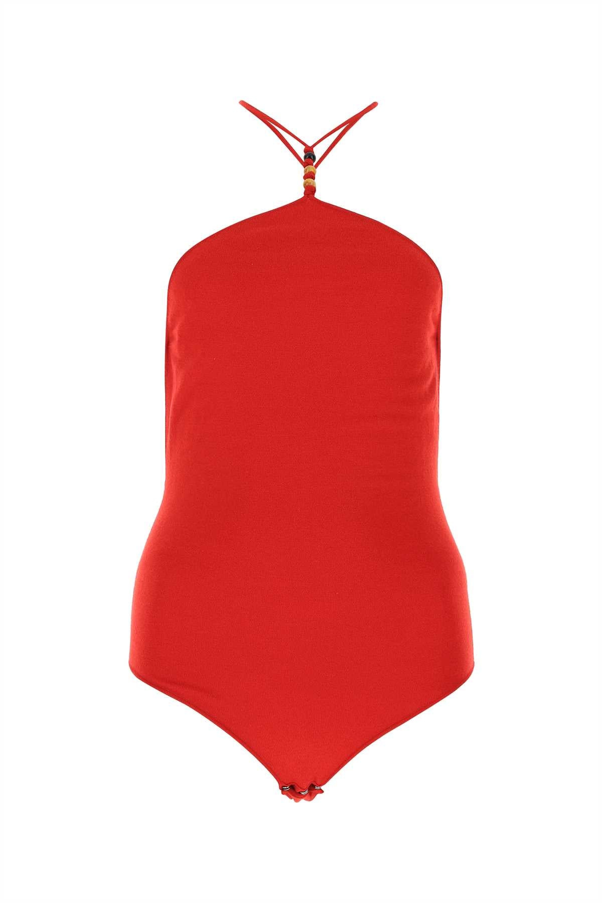 Bottega Veneta Women Red Stretch Cashmere Blend Bodysuit - 1