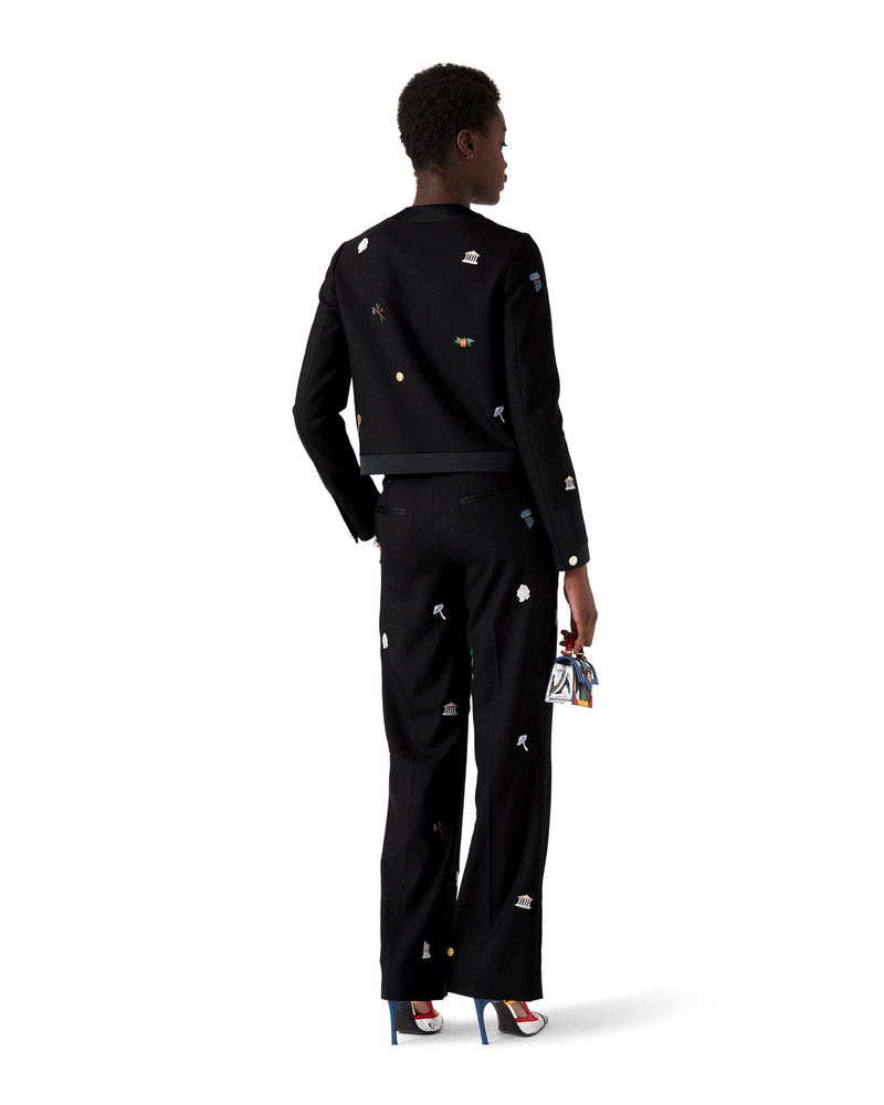 Embroidered Motif Wool Tailored Trousers | Casablanca Paris 3