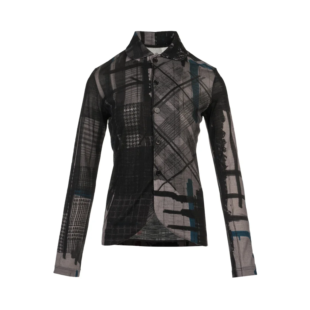 Round Collar Printed Cardigan - 1