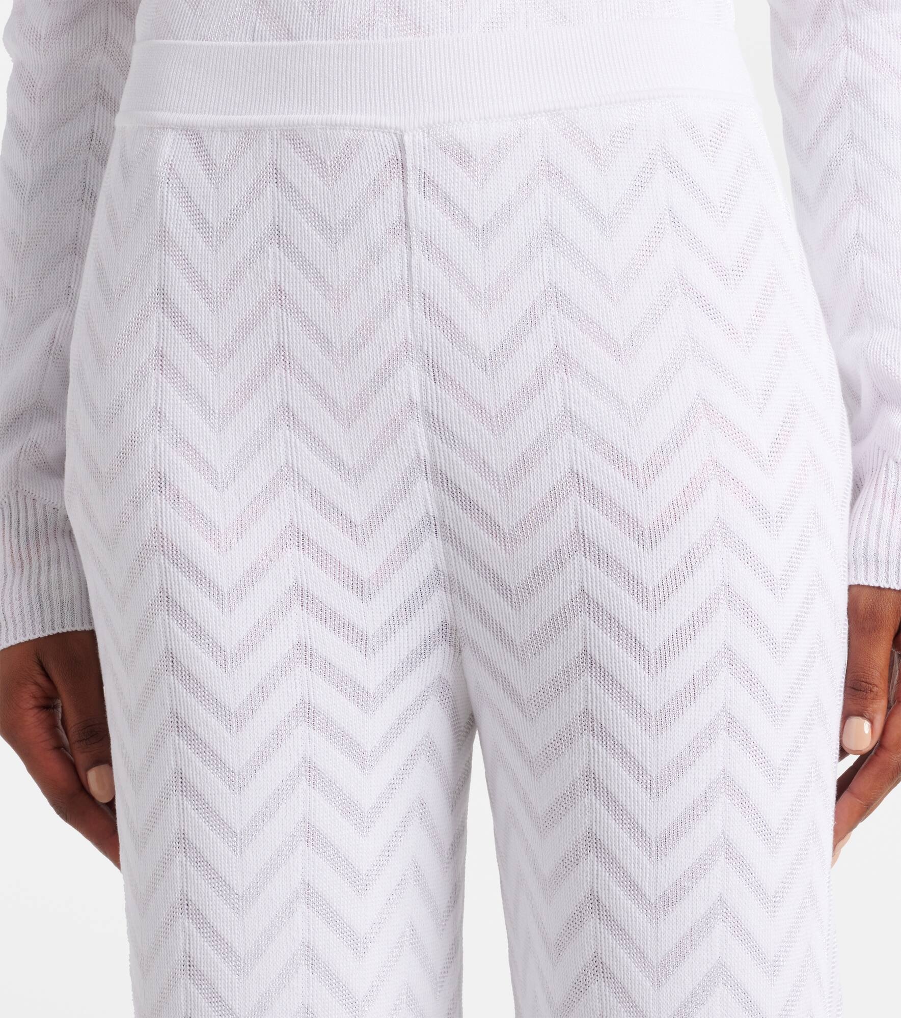 Cotton-blend wide-leg pants - 4