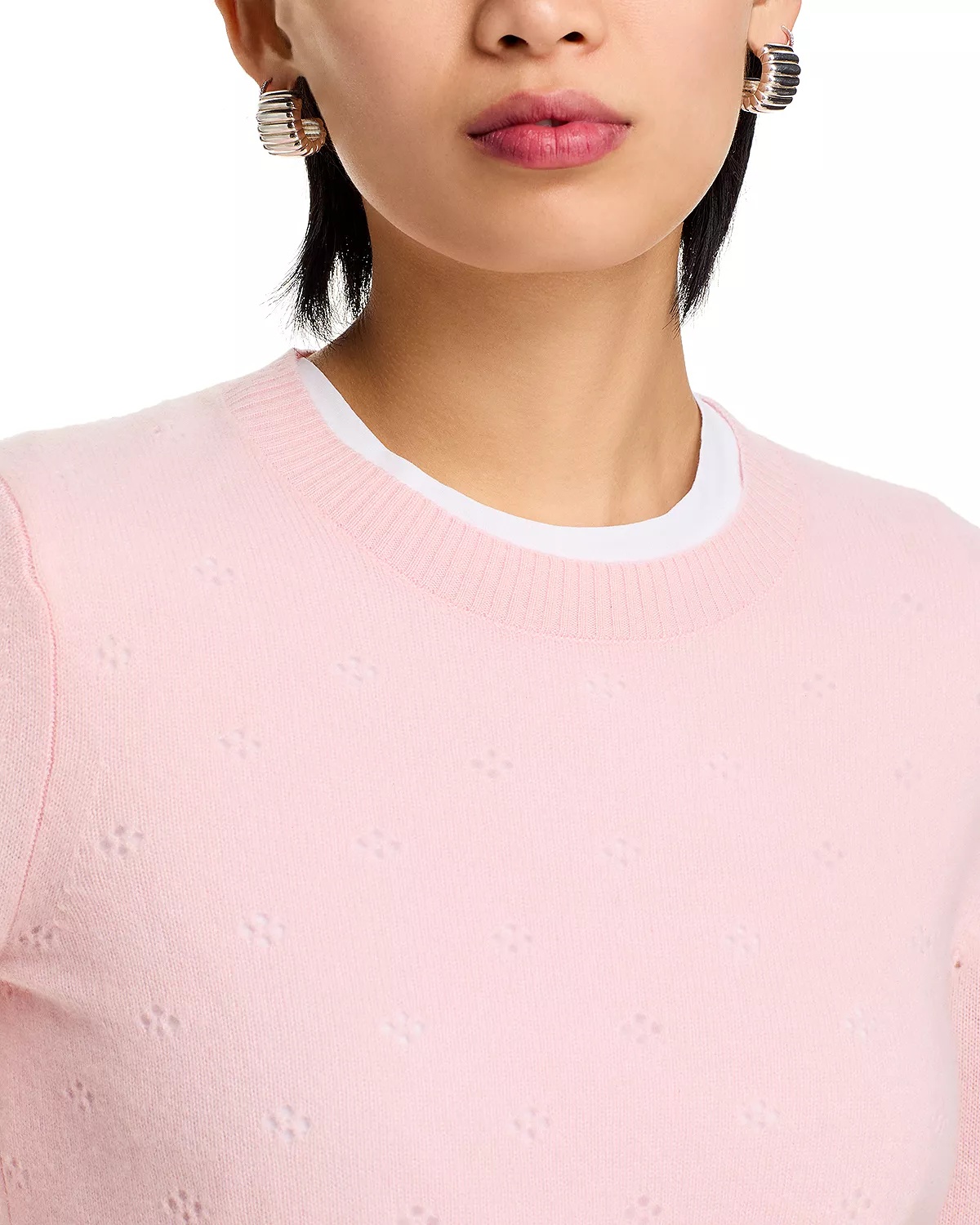 Cashmere Pointelle Crewneck Sweater - 4